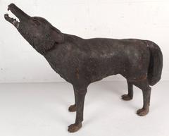 Unique Sculptural Bronze Wolf Garden Statue