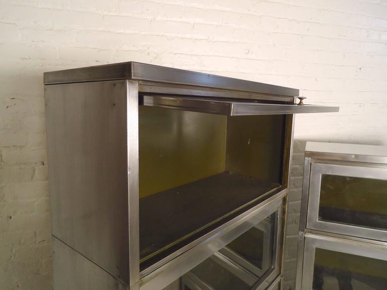 Pair of Industrial Finish Barrister Bookcases For Sale at 1stdibs