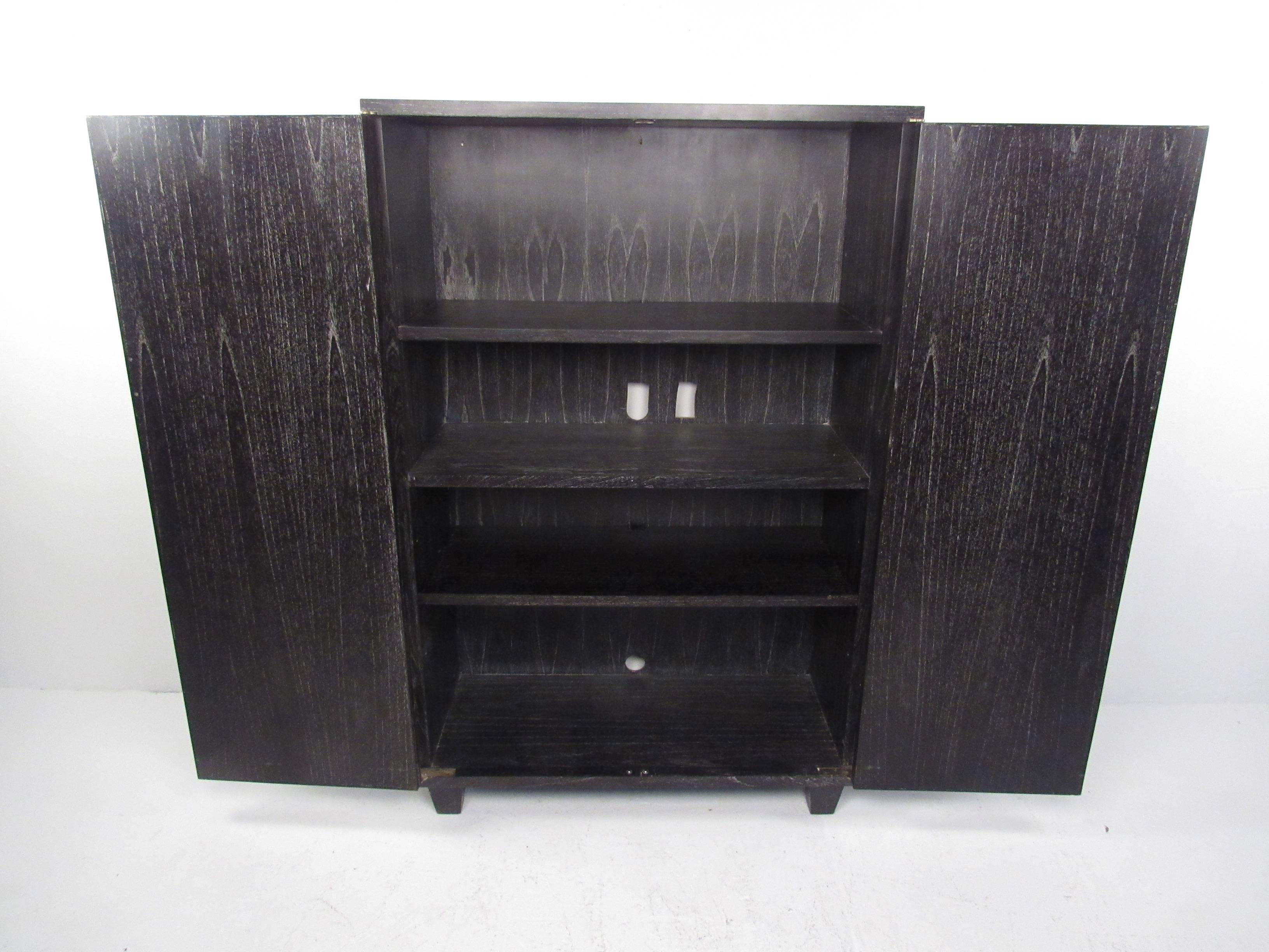 Frosted Contemporary Modern Glass Front Cabinet For Sale