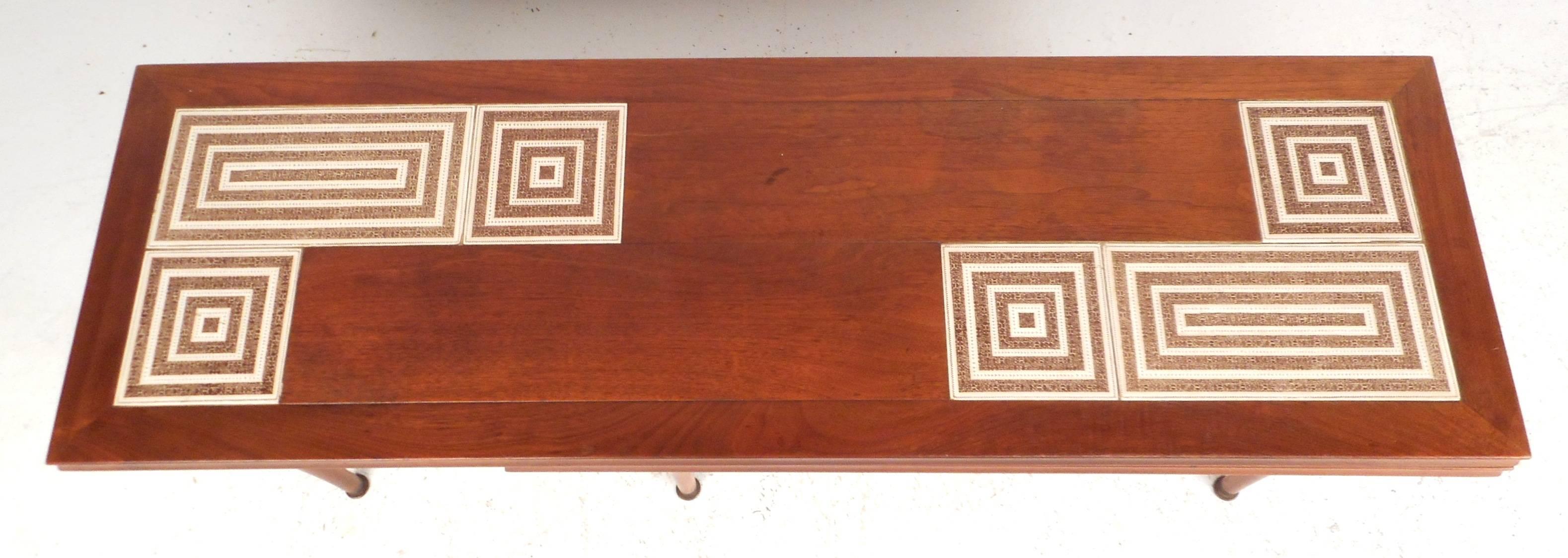 Late 20th Century Mid-Century Modern Tile-Tip Pivot Coffee Table For Sale