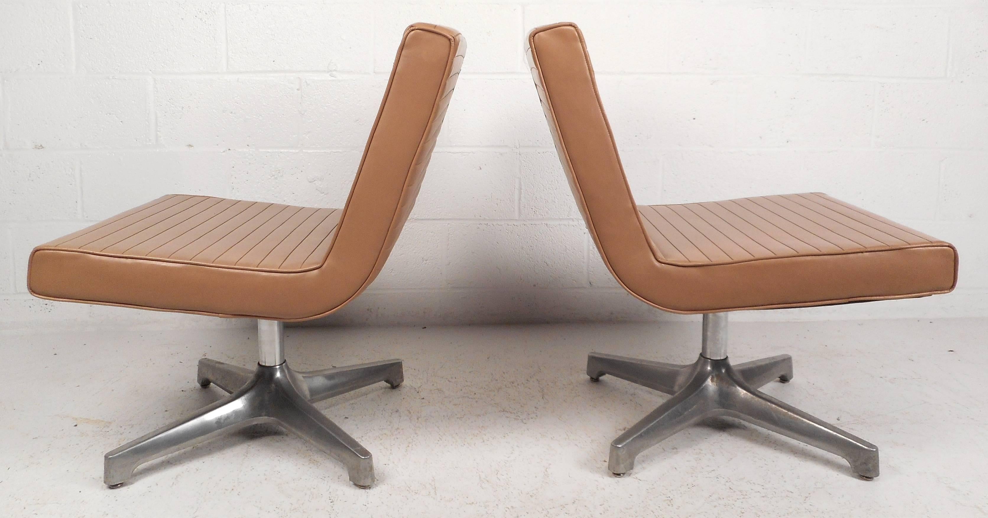 American Pair of Mid-Century Modern Vinyl Slipper Chairs