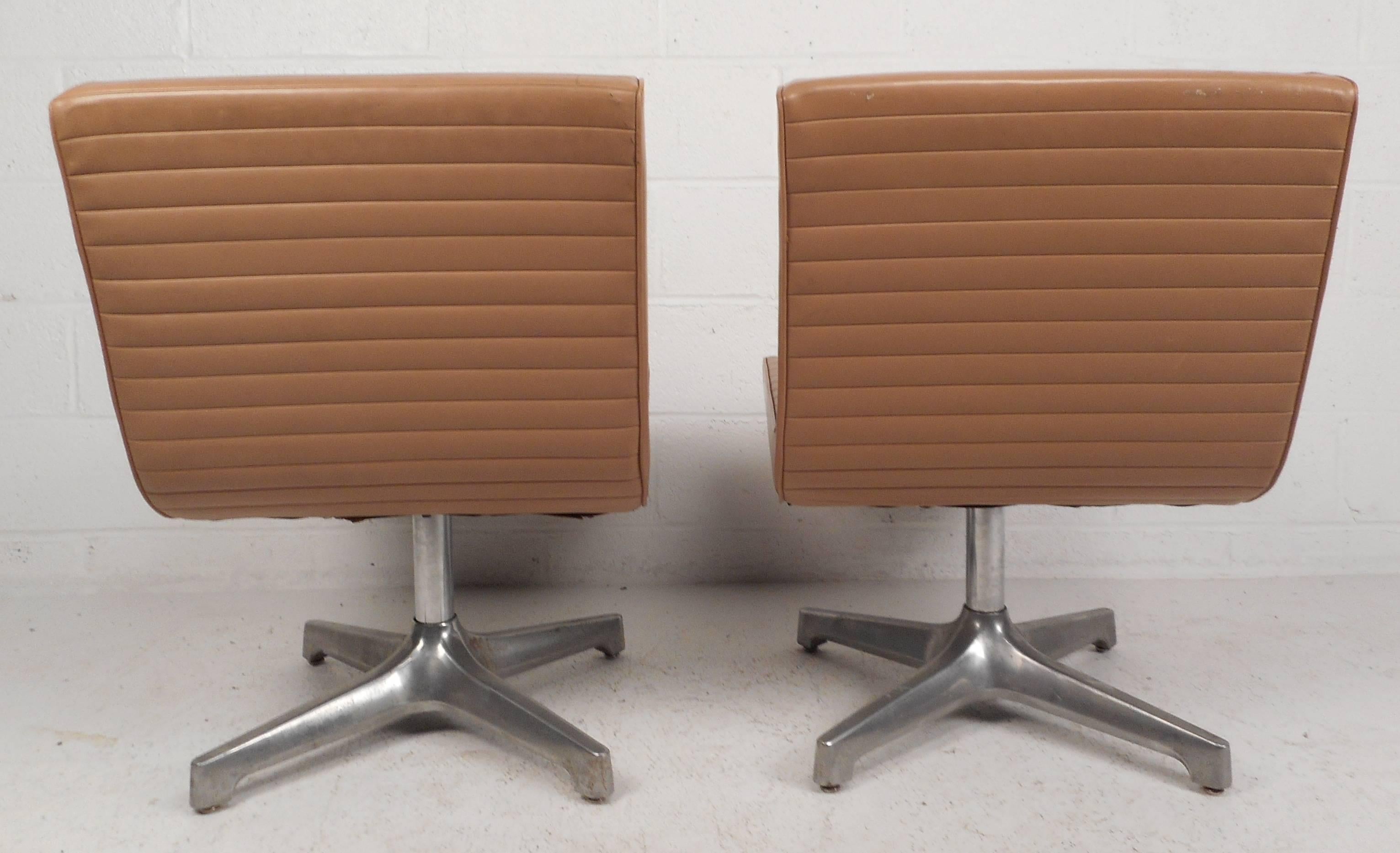Late 20th Century Pair of Mid-Century Modern Vinyl Slipper Chairs