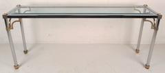 Vintage Chrome and Brass Console Table in the Style of Maison Jansen