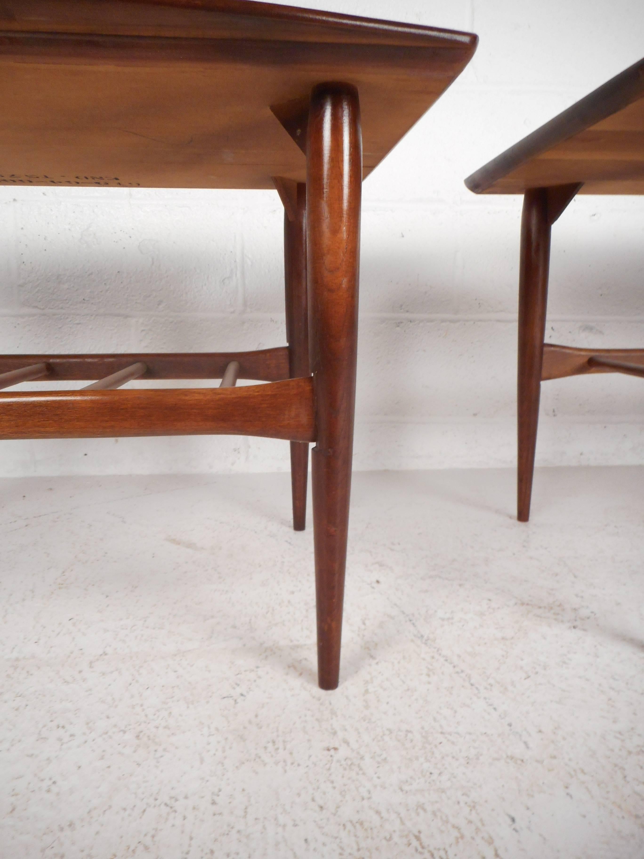 Mid-Century Modern Vintage Walnut End Tables by Basset Furniture Company