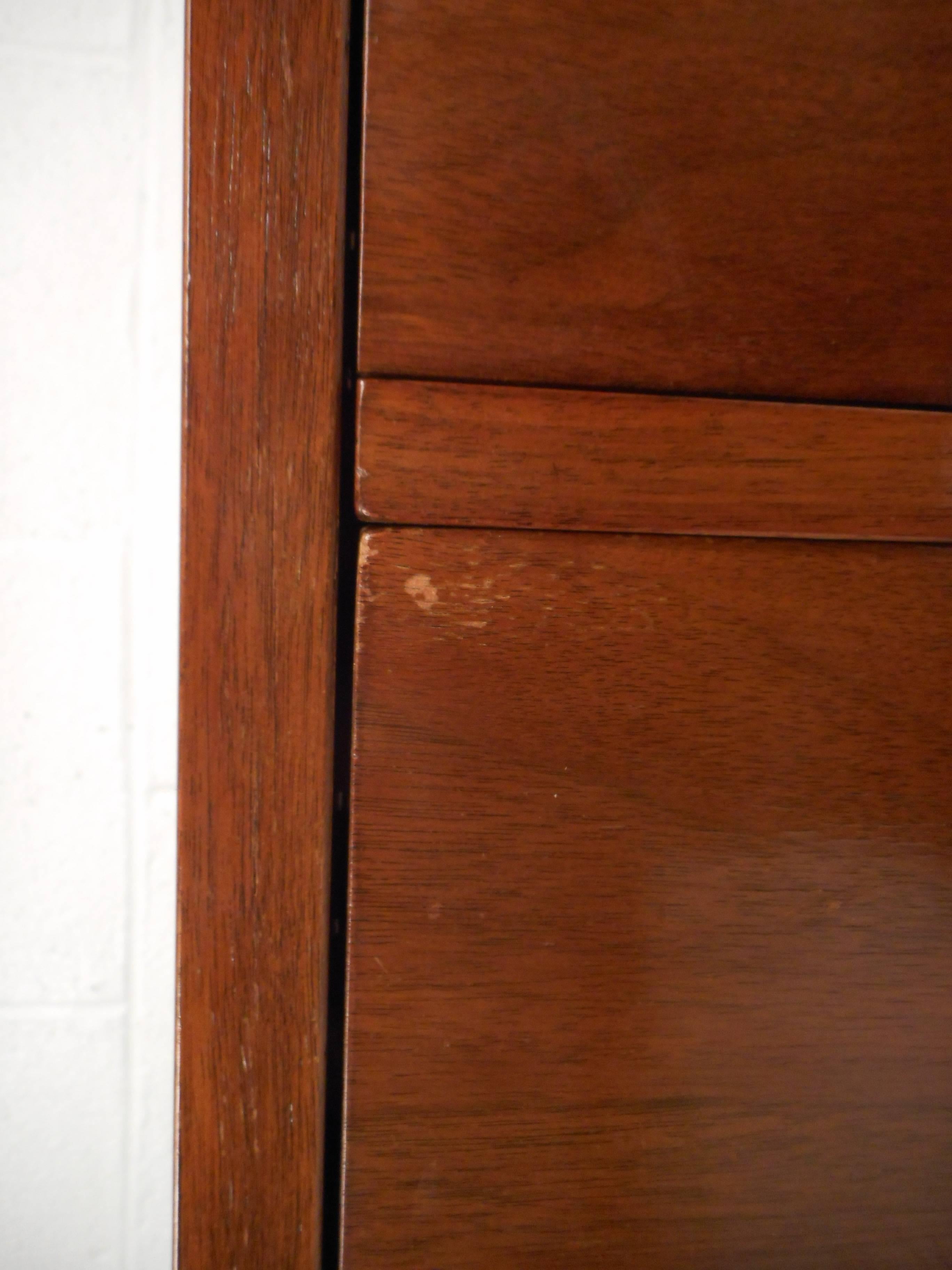 Brass Vintage Walnut Credenza by American of Martinsville