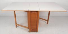 Mid-Century Modern Compact Drop-Leaf Dining Table with Chairs