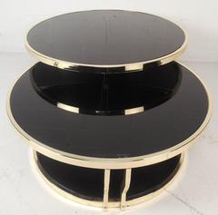 Mid-Century Modern Italian Brass and Smoked Glass Swivel Coffee Table