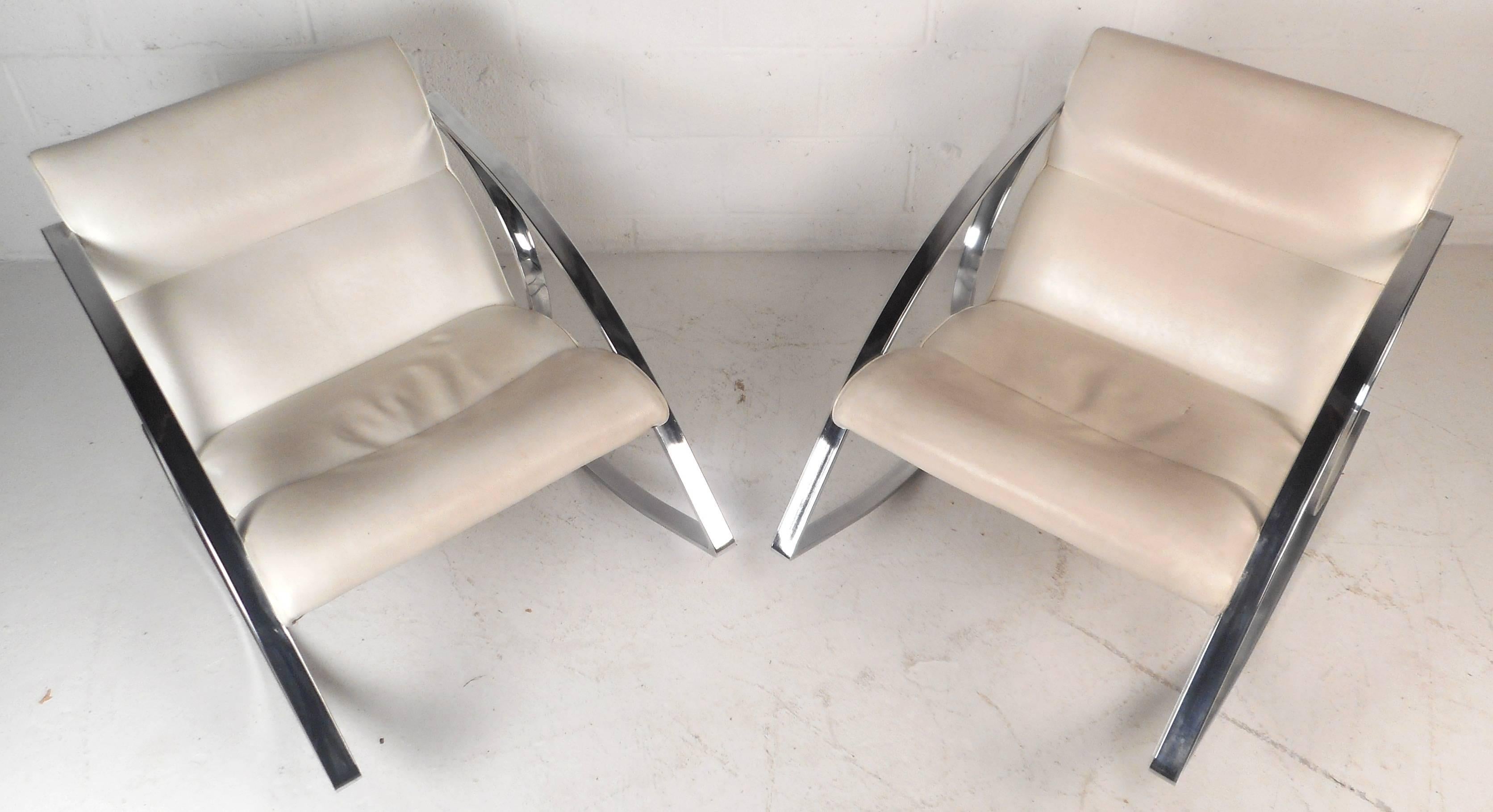 Mid-Century Modern Mid-Century Chrome Rocking Chairs after Baughman