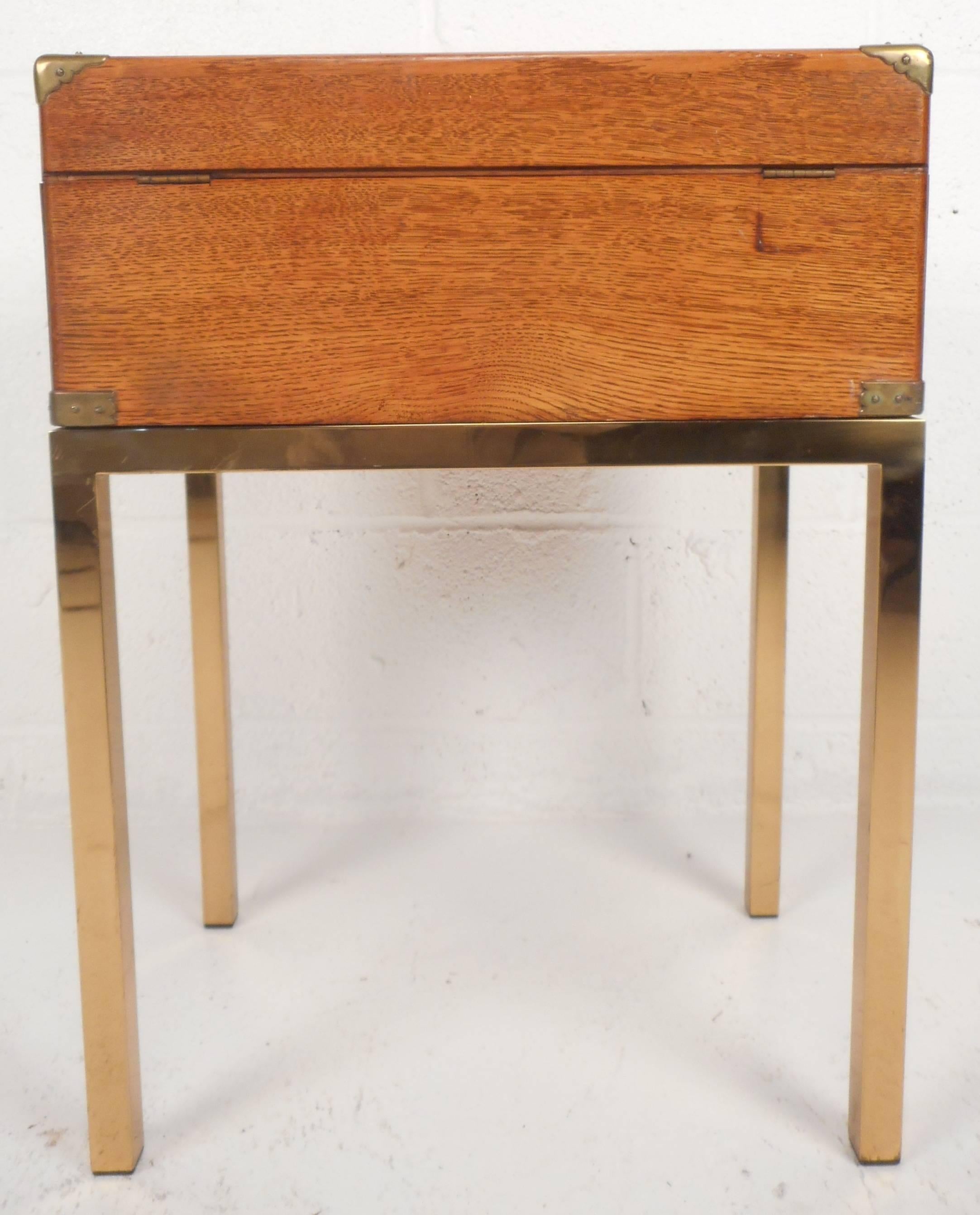 Late 20th Century Mid-Century Modern Single Drawer Campaign Style Stand
