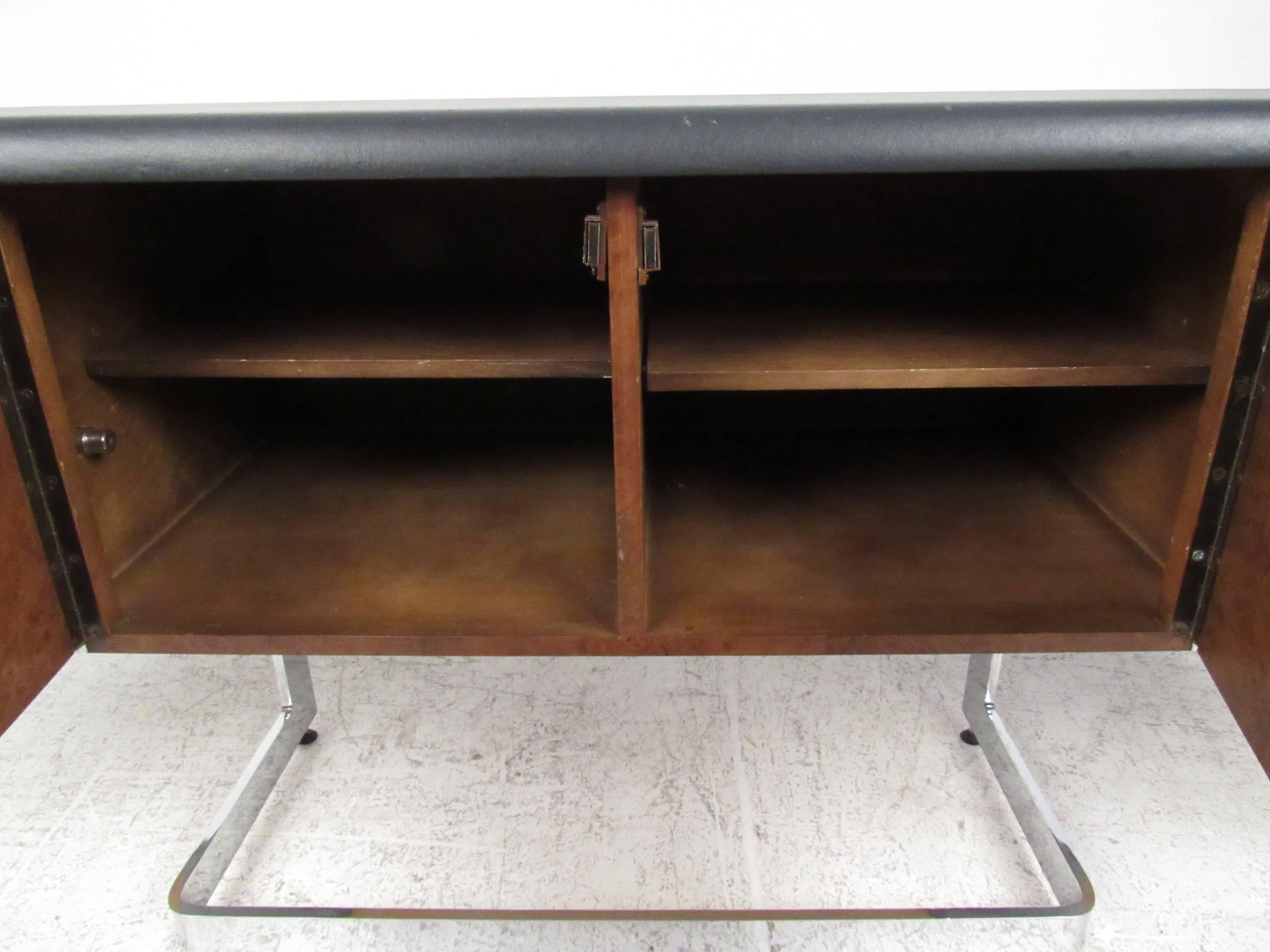 Canadian Ste. Marie & Laurent Burl Wood and Chrome Credenza For Sale