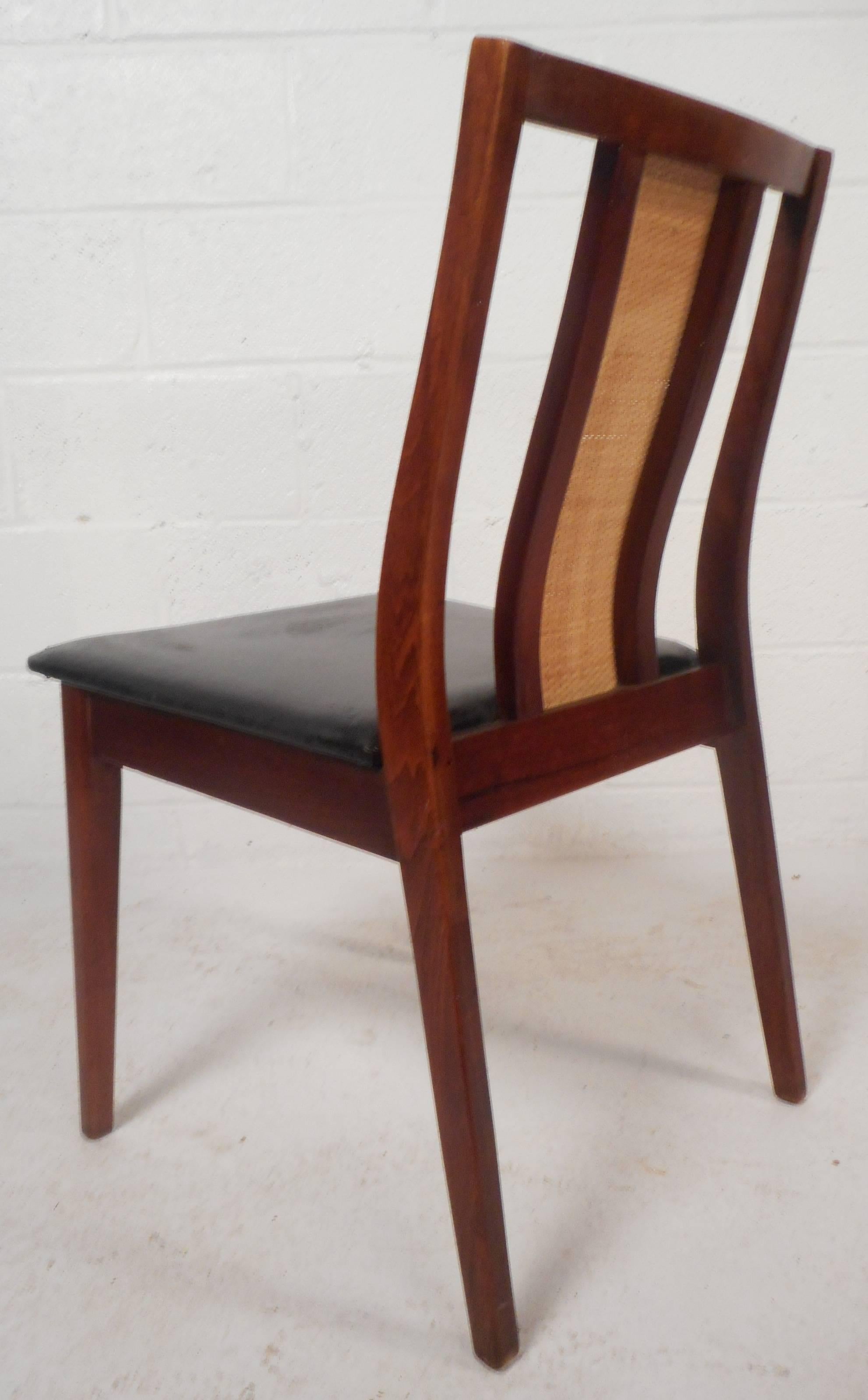 Faux Leather Set of Six Mid-Century Modern Dining Chairs in the Style of Edward Wormley For Sale