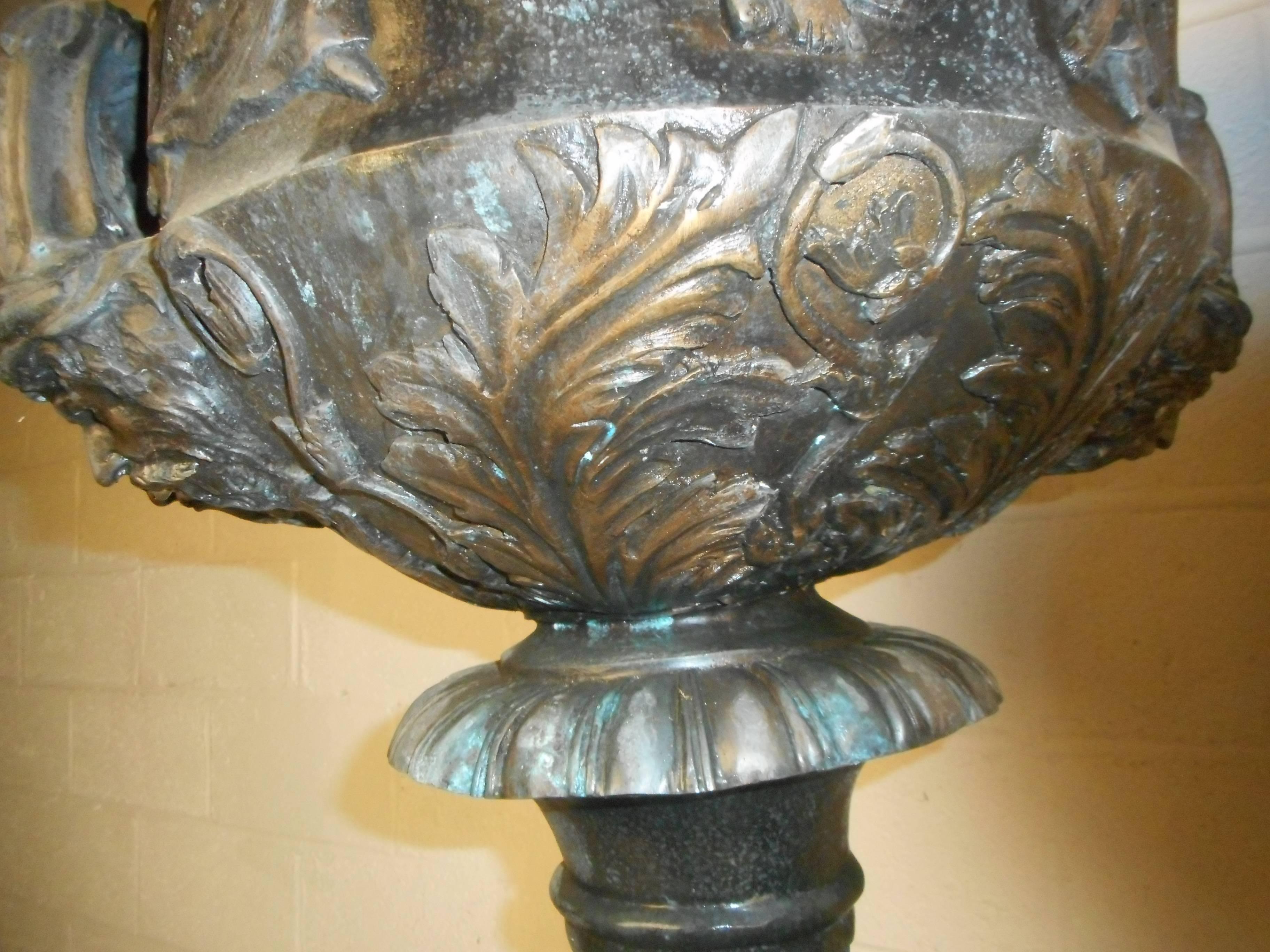  Pair of Medici Style Bronze Urns 4