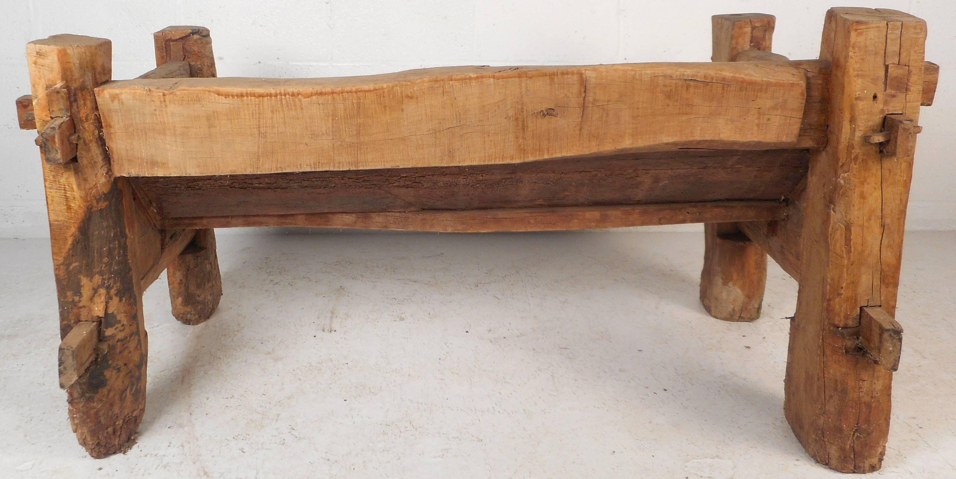 Teak Impressive Rustic Wood Bench