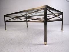Hollywood Regency Style Brass Finish Coffee Table