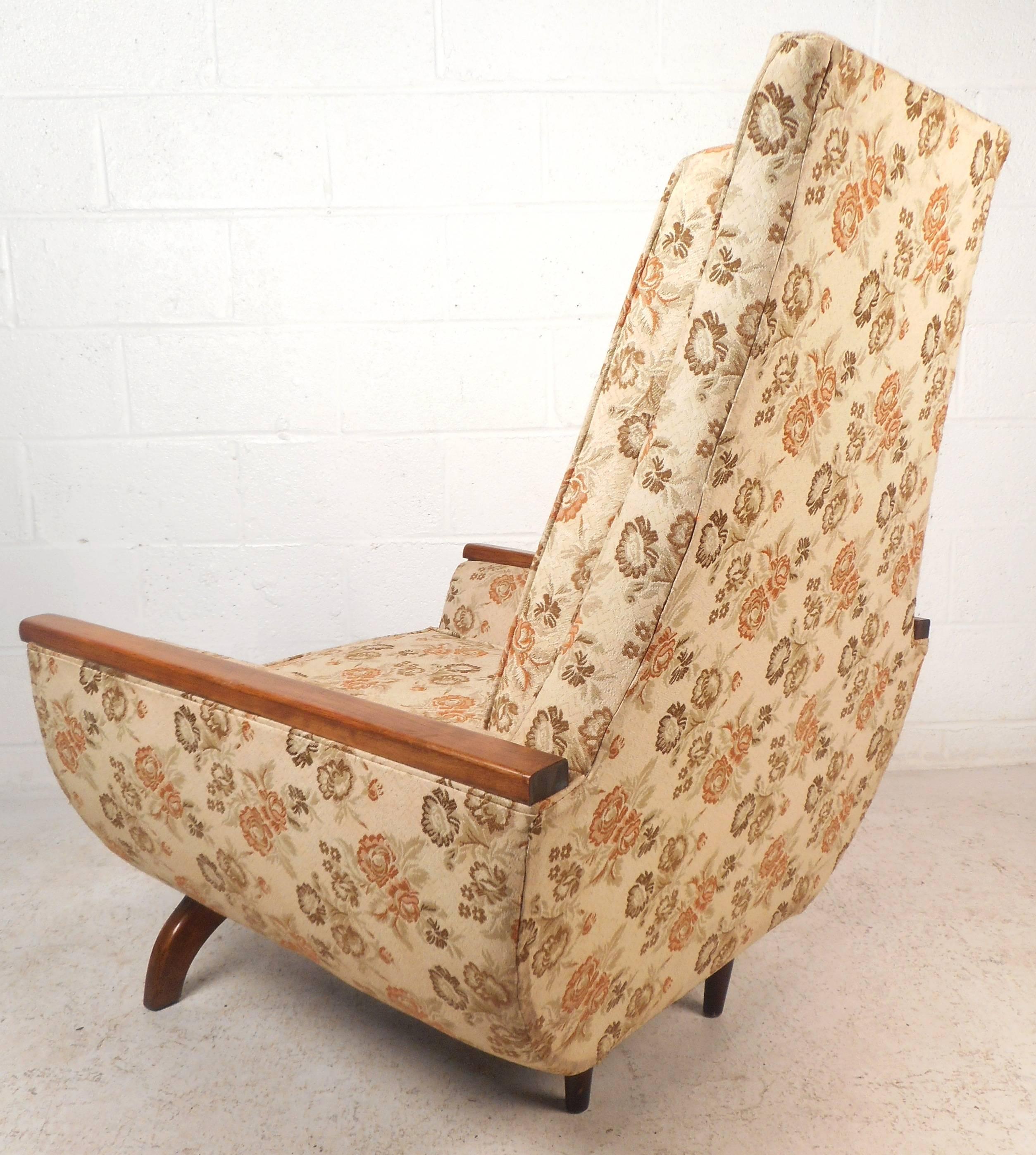 mid century high back lounge chair