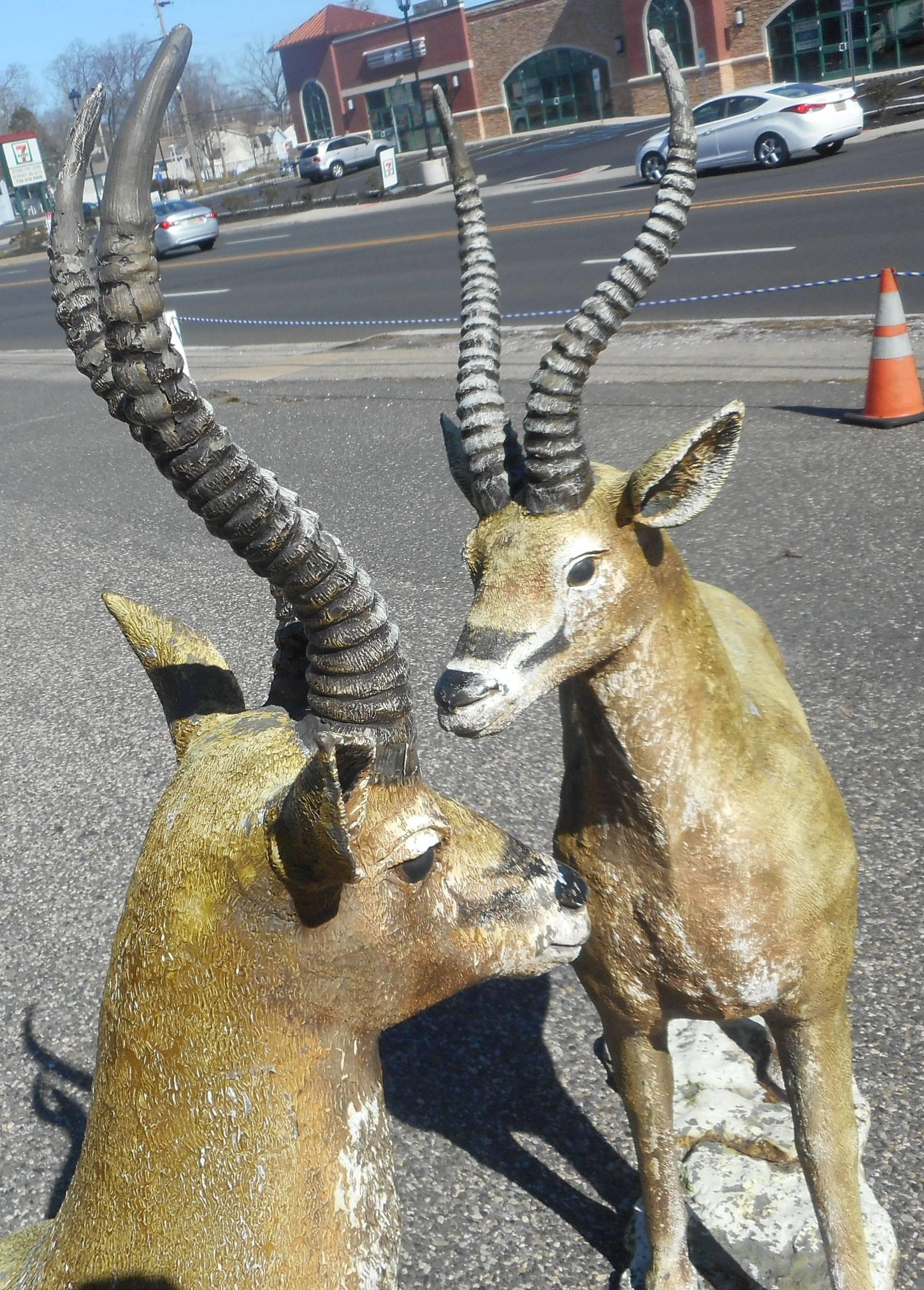 Country  Pair Bronze Impala Garden Estate Statues