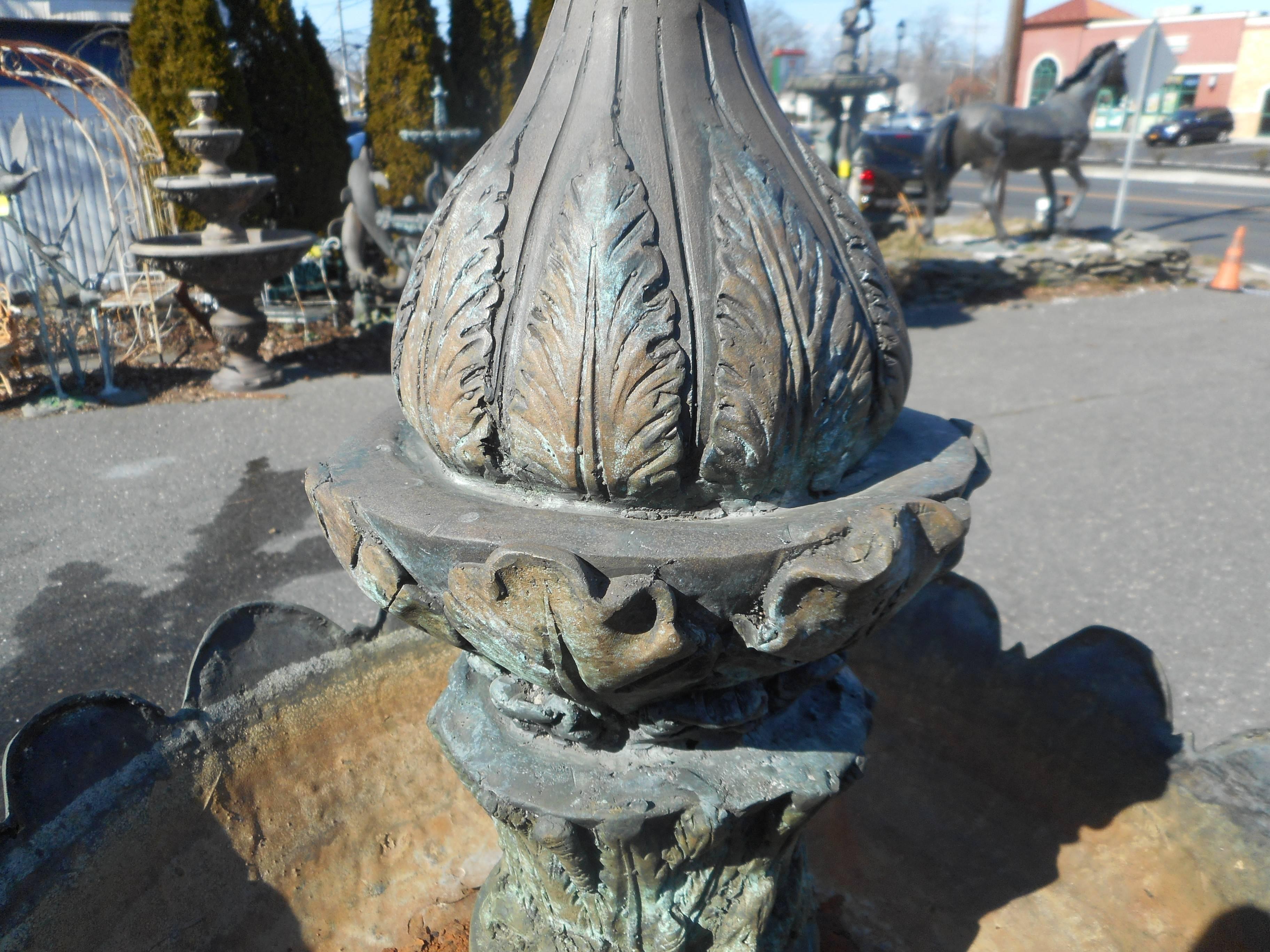 20th Century Stunning Bronze Lily Pad and Fish Fountain