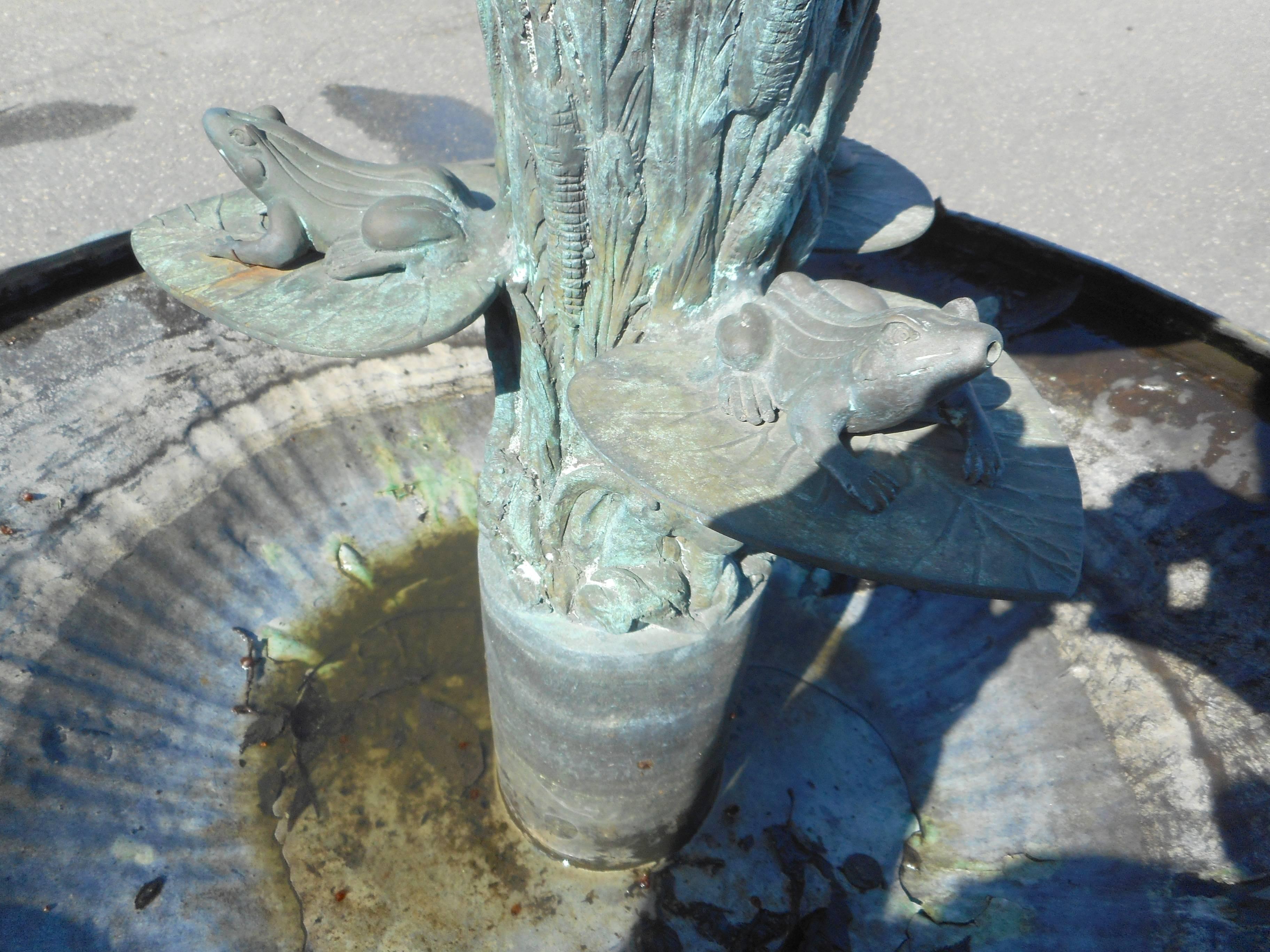 Stunning Bronze Lily Pad and Fish Fountain 1