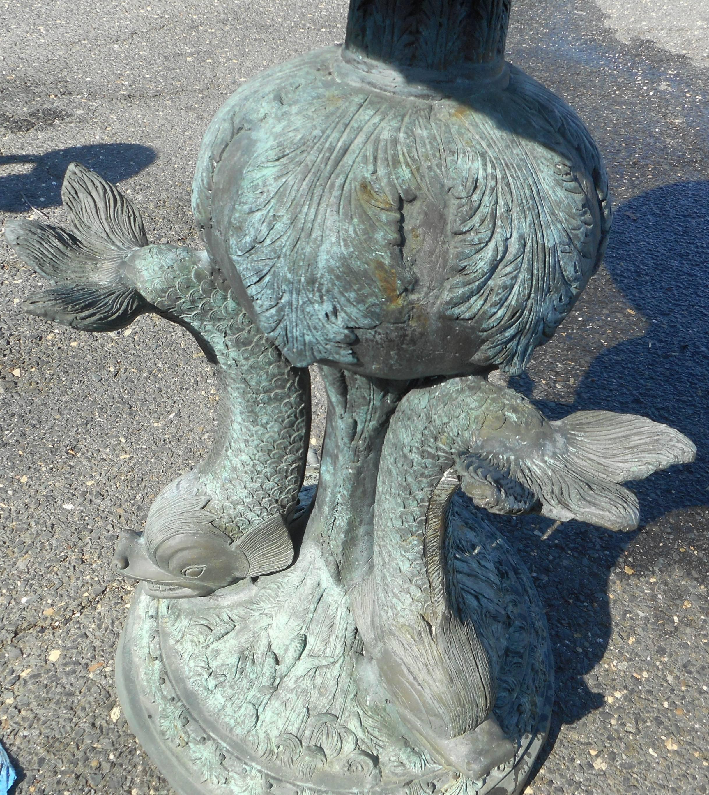 Stunning Bronze Lily Pad and Fish Fountain 2