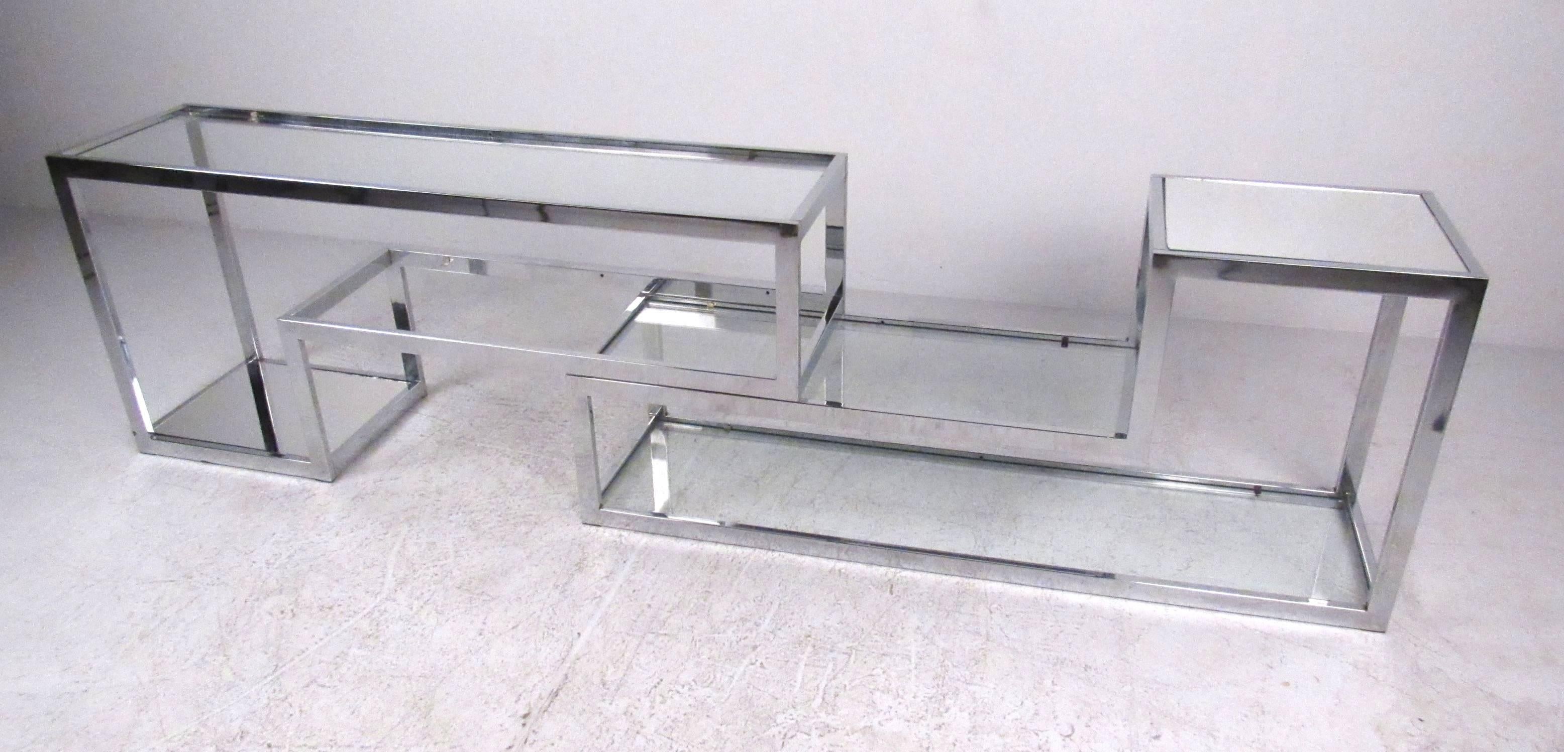 American Modern Chrome and Glass Bookshelf after Milo Baughman