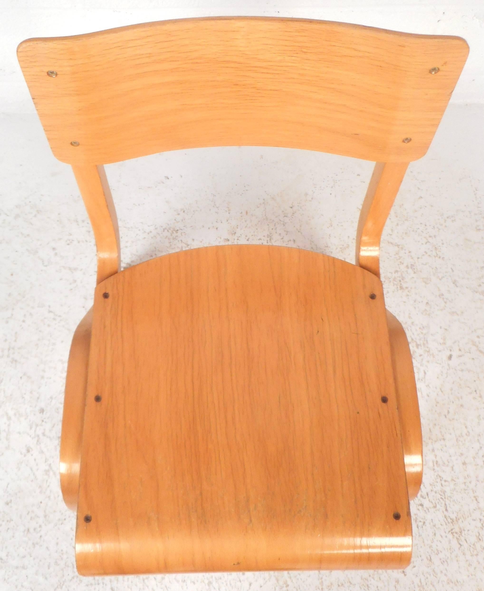 Set of Four Mid-Century Modern Maple Stacking Chairs 2