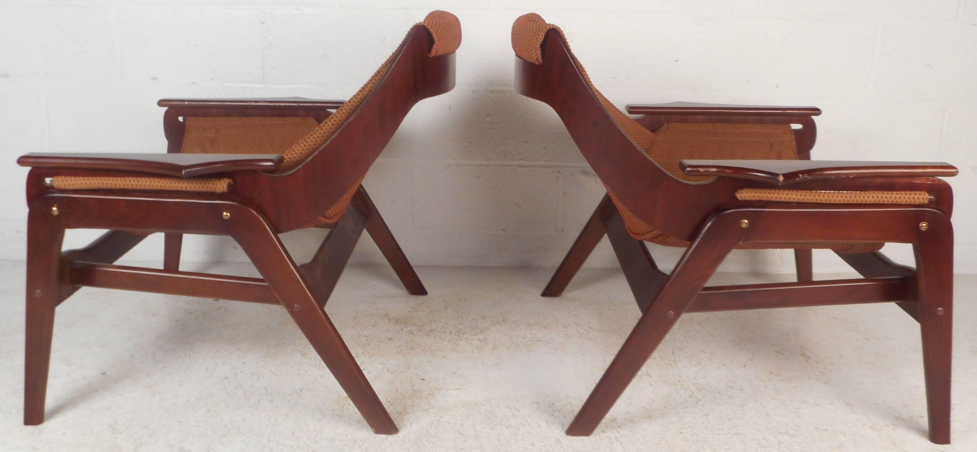 American Mid-Century Modern Sling Lounge Chairs by Jerry Johnson