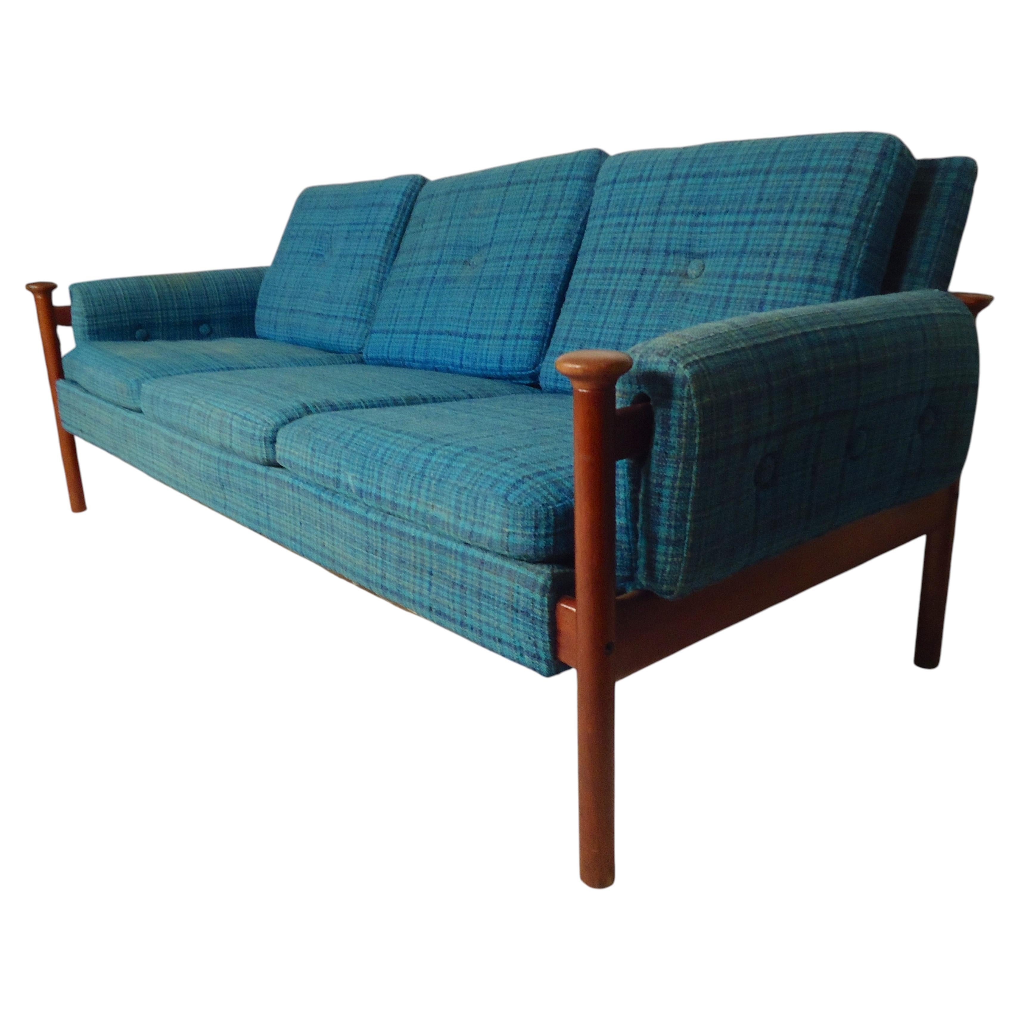 Mid-Century Modern Sofa, Teak Frame, Scandinavian Design, 1960s For Sale