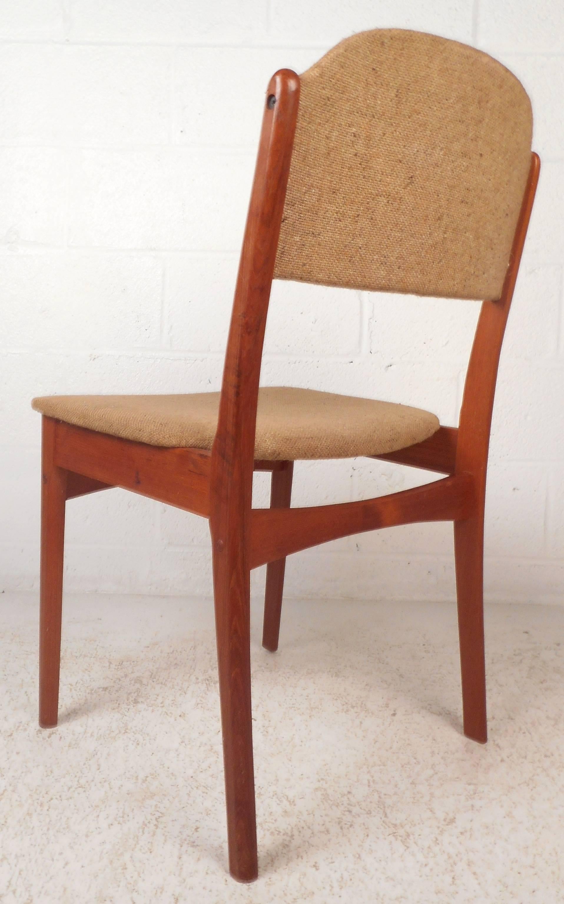 Upholstery Set of Six Mid-Century Modern Danish Teak Dining Chairs