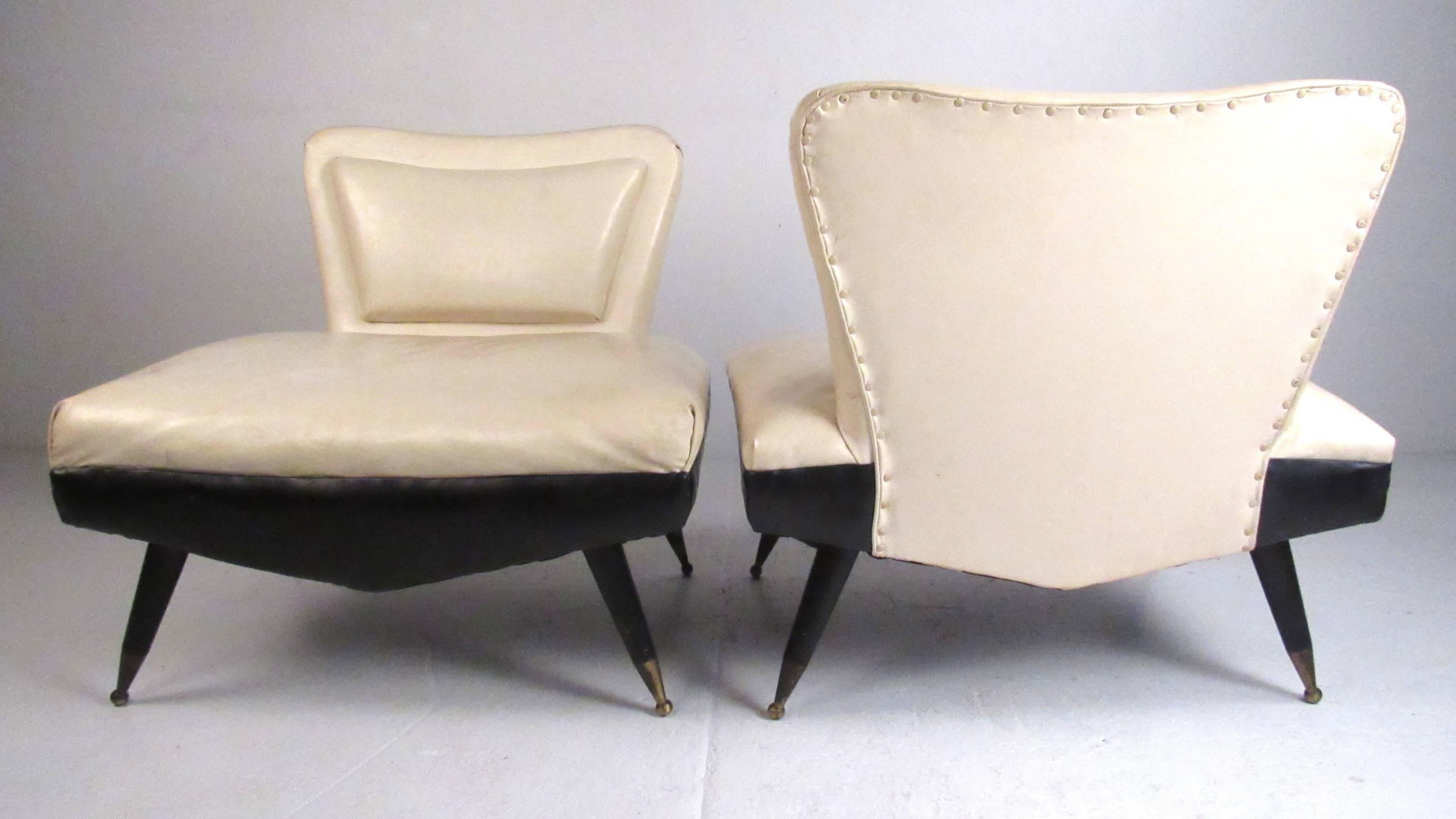 Italian Pair of Art Deco Slipper Chairs
