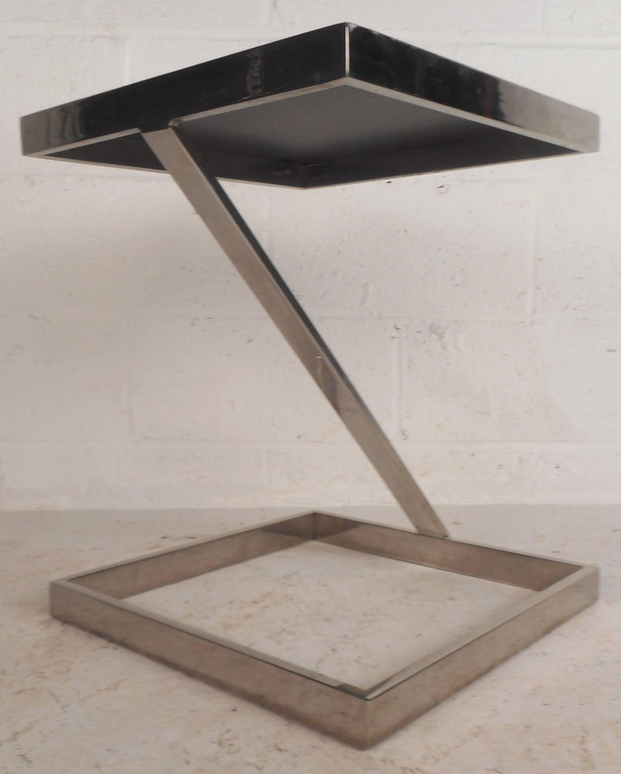 Mirror Mid-Century Modern Milo Baughman Style End Table