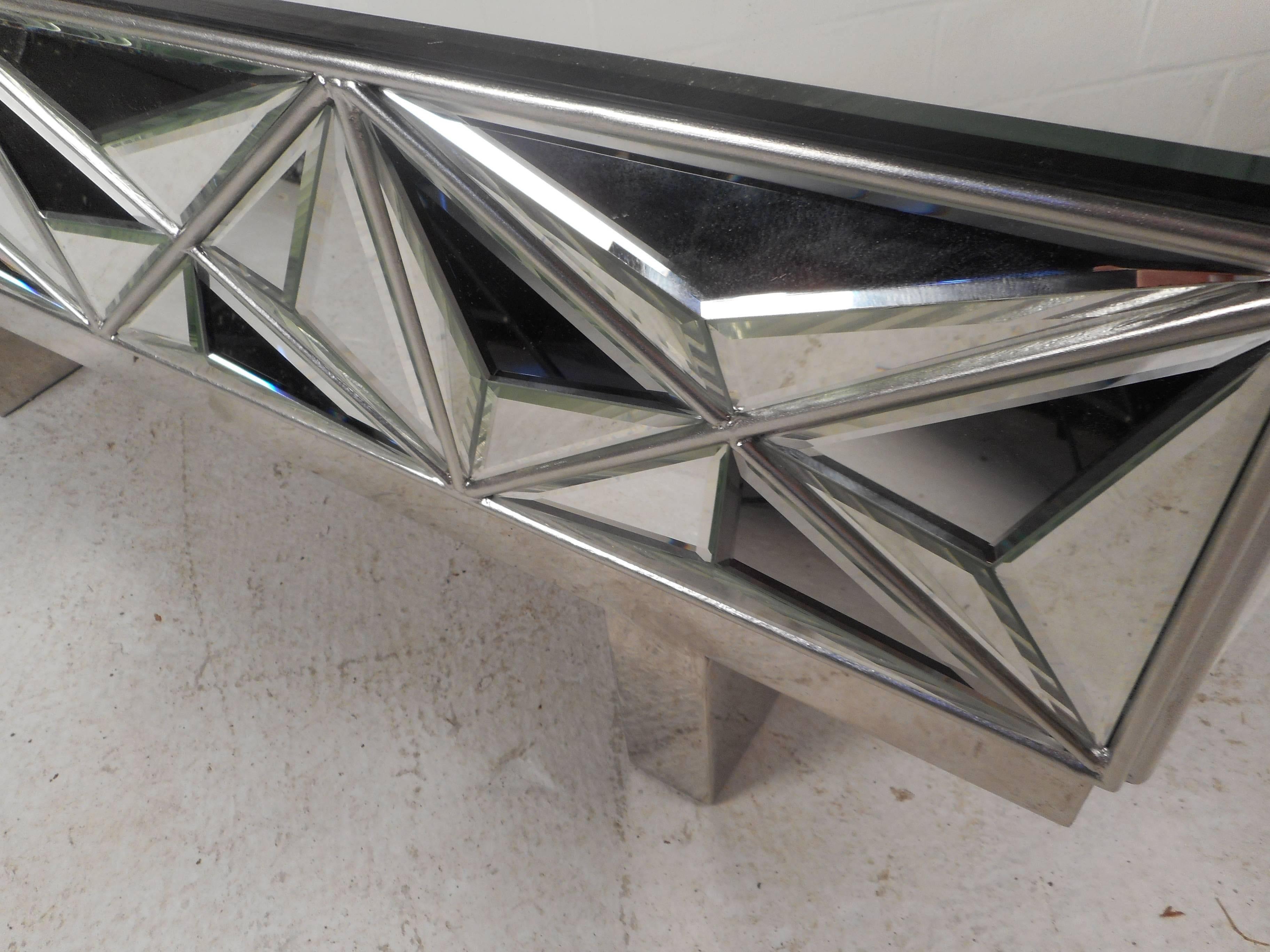Modern Studded Mirror Coffee Table  In Good Condition In Brooklyn, NY