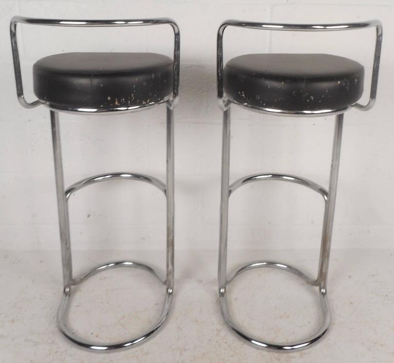 Unusual Pair of MidCentury Modern Bar Stools at 1stDibs