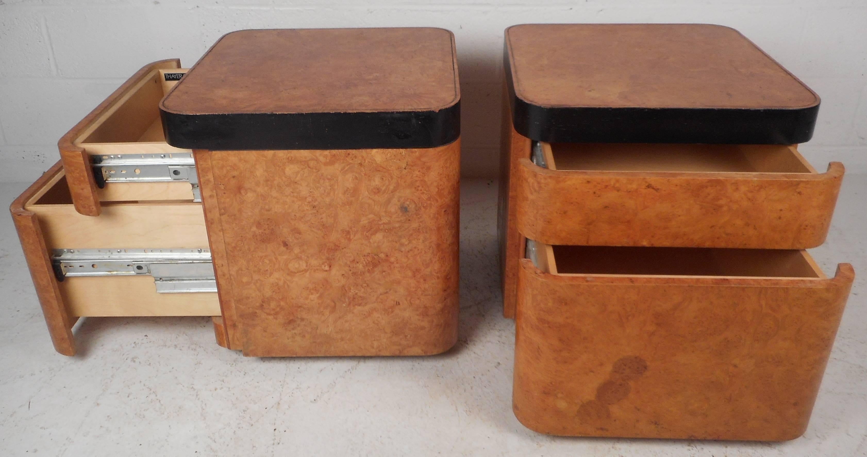 Late 20th Century Mid-Century Modern Burl Nightstands by Milo Baughman for Thayer Coggin