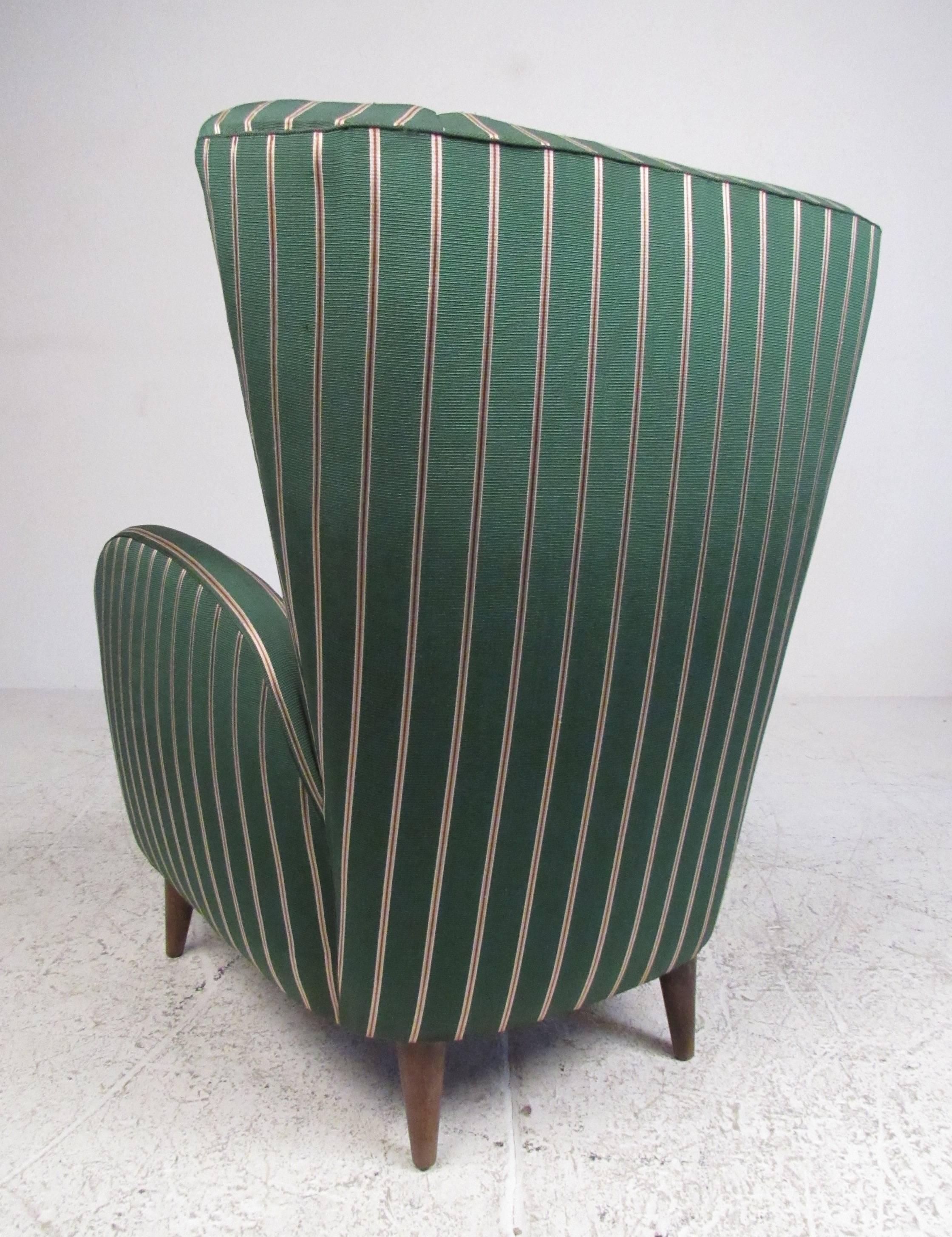Italian Paolo Buffa Style Wing Back Lounge Chairs