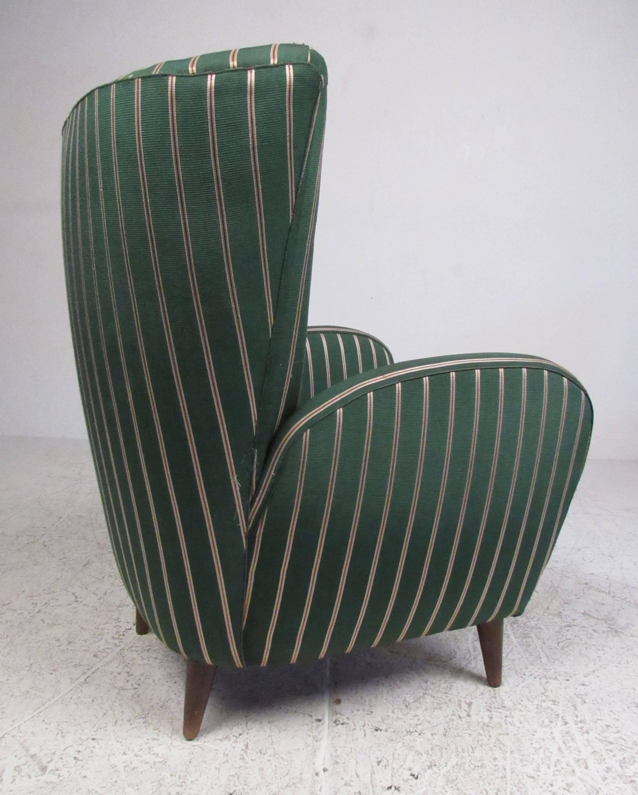 Paolo Buffa Style Wing Back Lounge Chairs 1