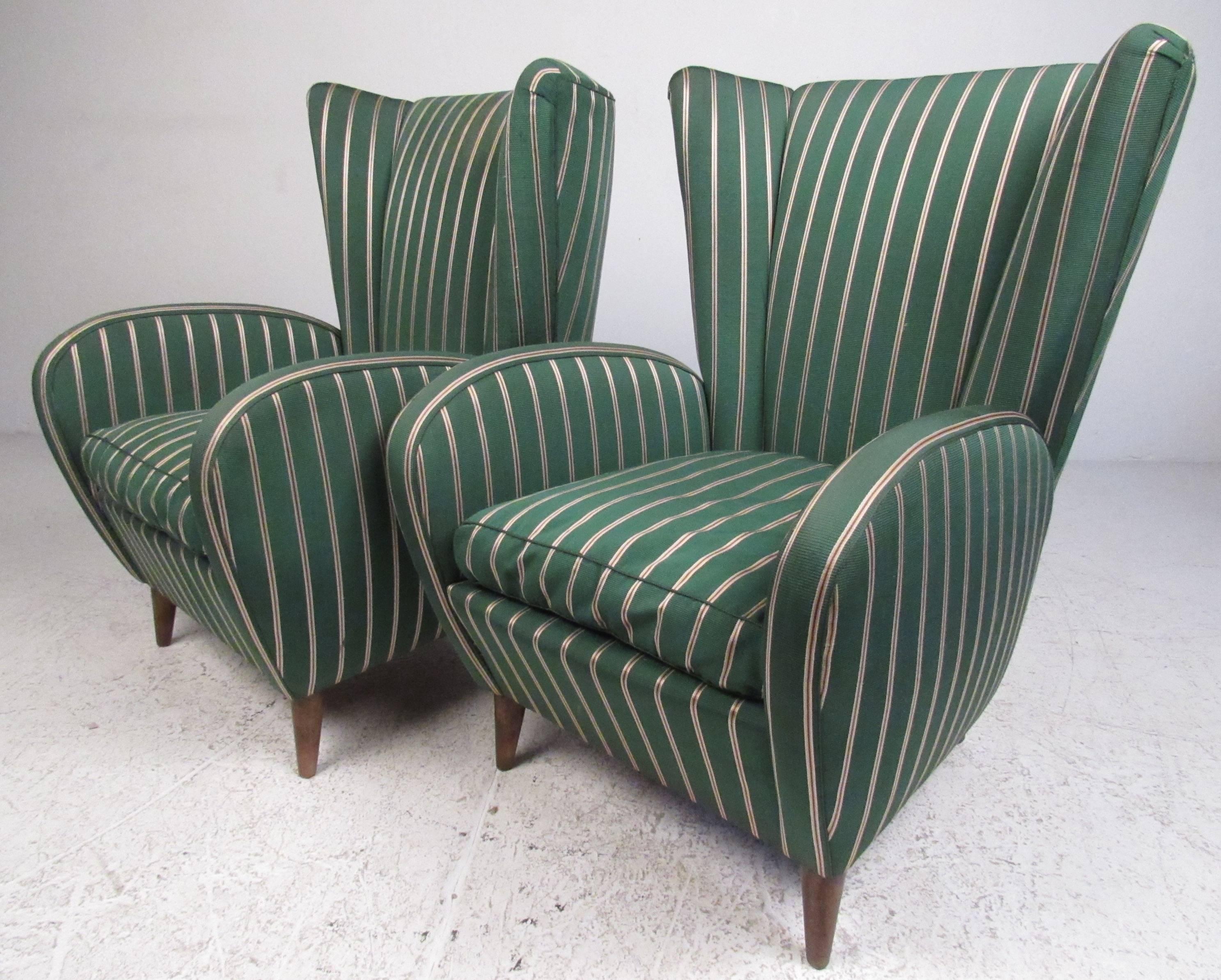 Paolo Buffa Style Wing Back Lounge Chairs 2