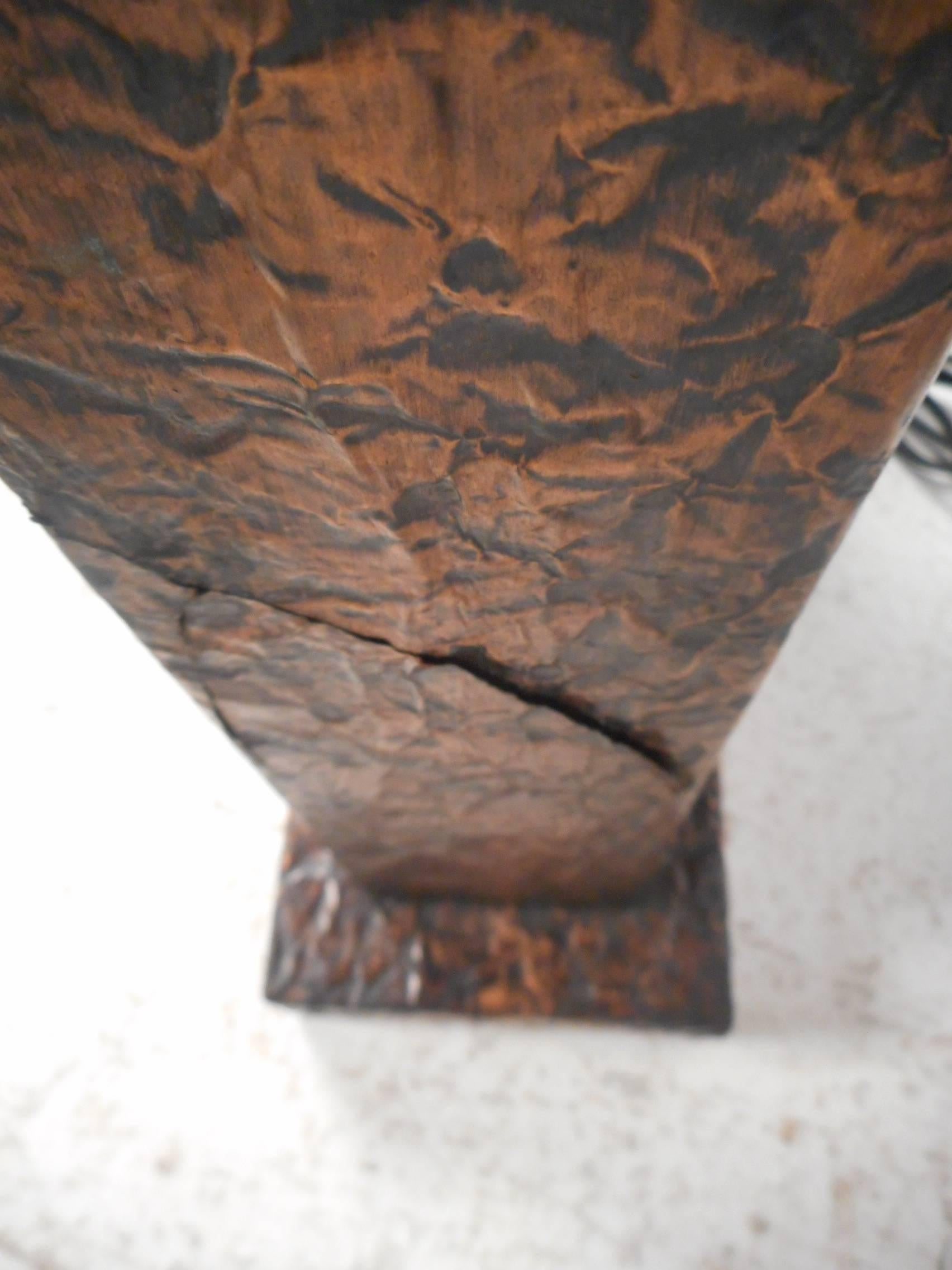 Unique Mid-Century Modern Textured Copper Table Lamp 6