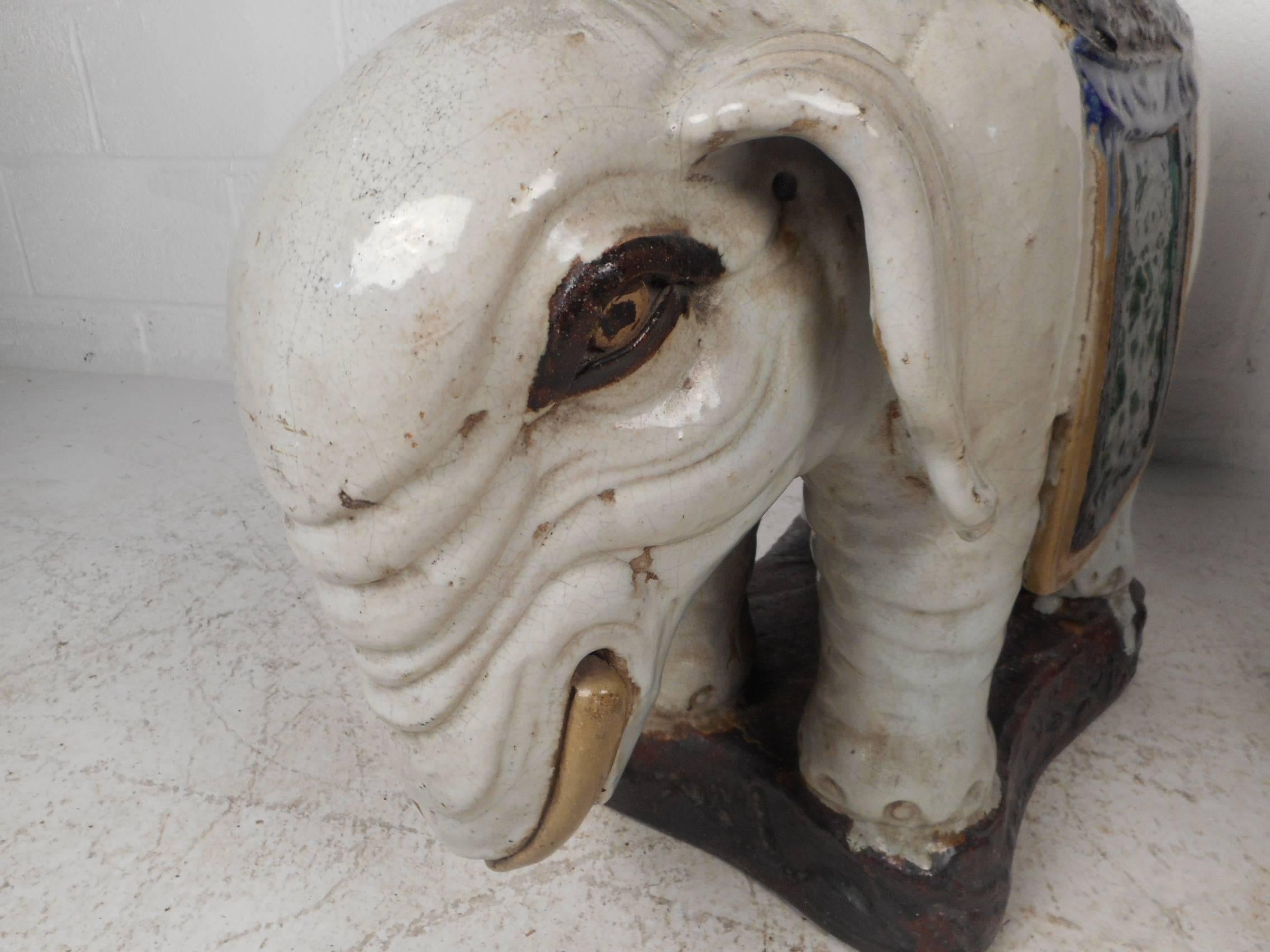 Amazing Vintage Ceramic Elephant End Tables or Pedestals 1