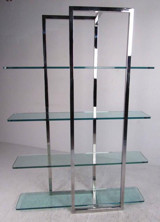 Modern Chrome and Glass Four Shelf Étagère at 1stDibs