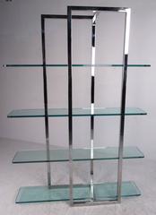 Modern Chrome and Glass Four Shelf Étagère