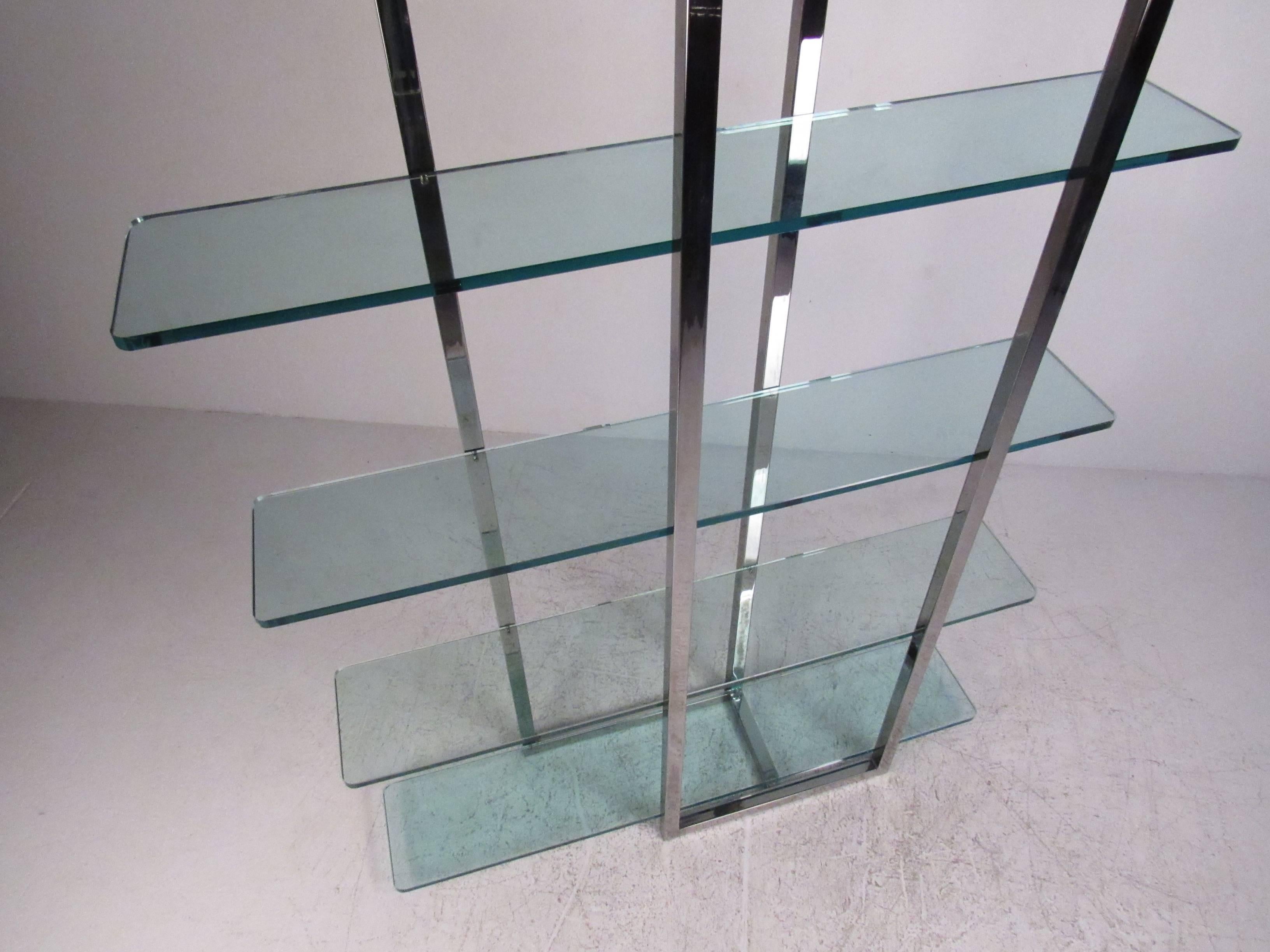 American Modern Chrome and Glass Four Shelf Étagère