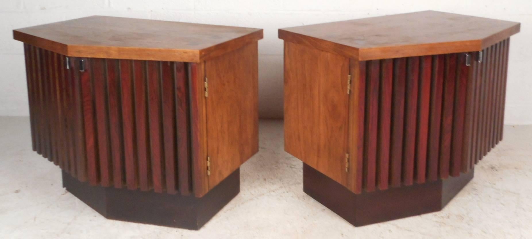 Late 20th Century Mid-Century Modern Rosewood and Walnut Nightstands