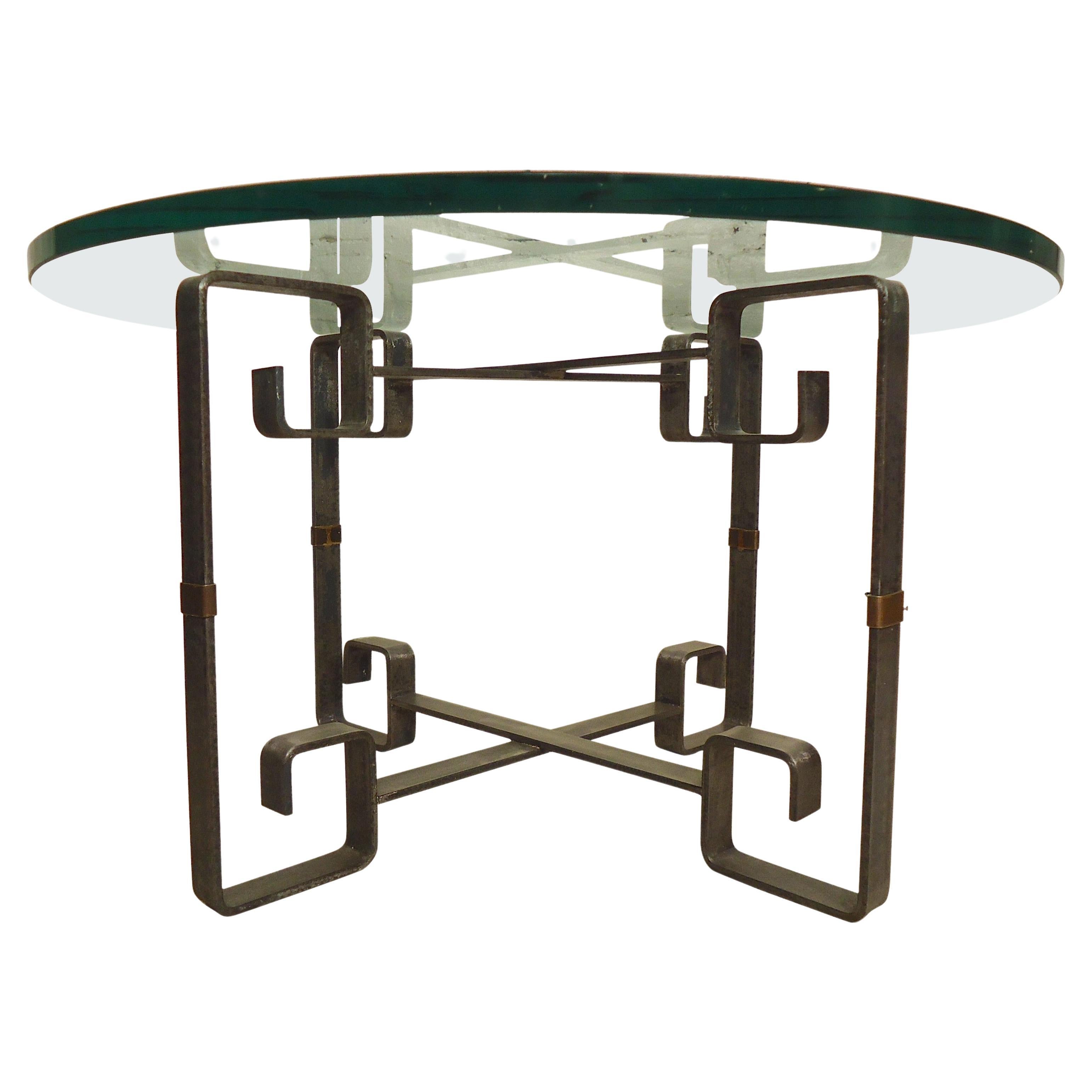 Metal and Glass Coffee Table For Sale