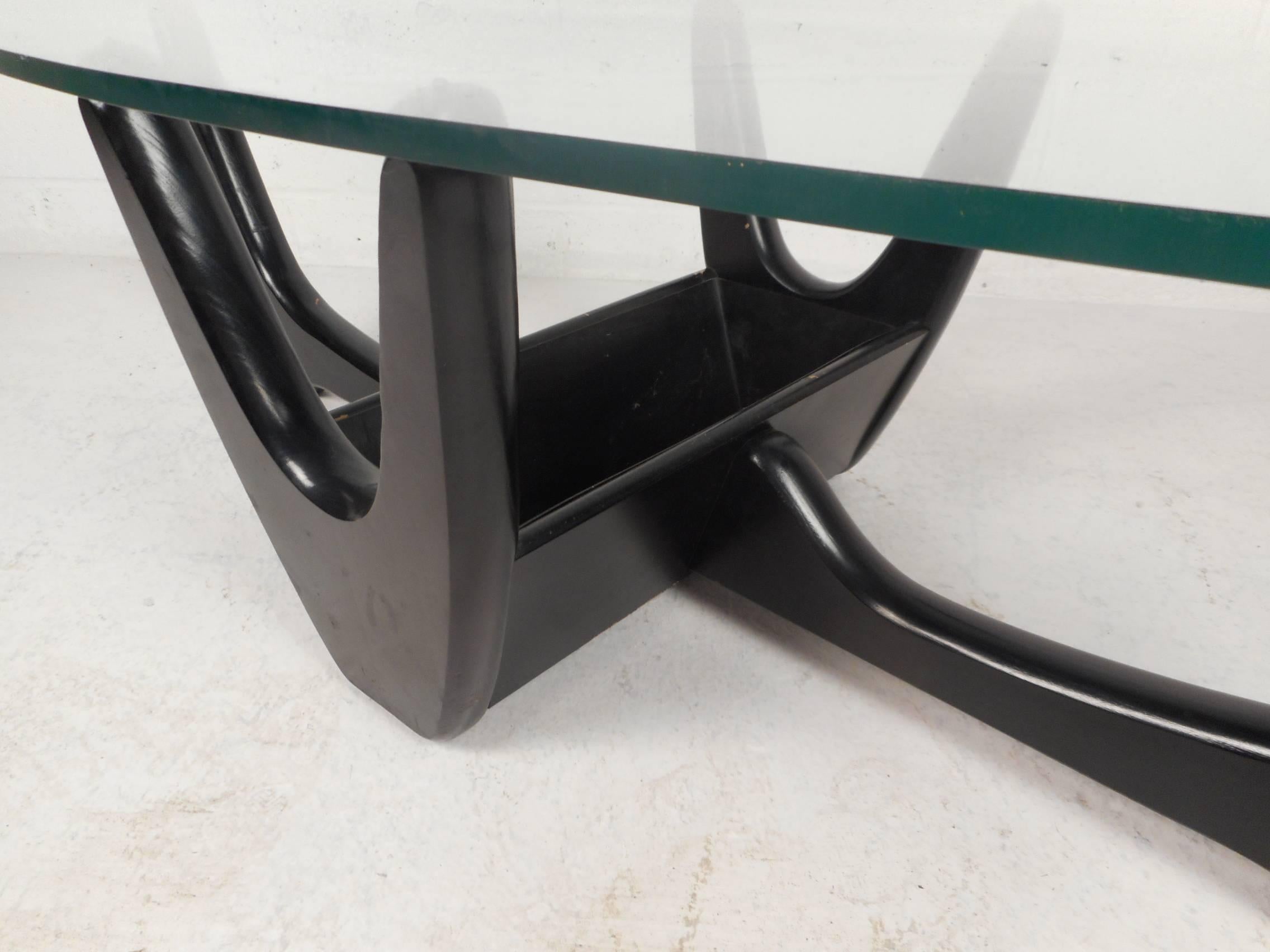 North American Set of Mid-Century Modern Glass Top Tables by Tonk Manufacturing Co. 