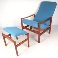 Mid-Century Modern Lounge Chair & Ottoman by Westnofa, Teak, 1970s