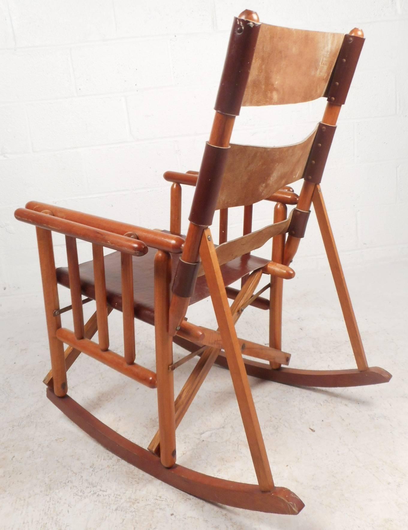 folding leather rocking chair