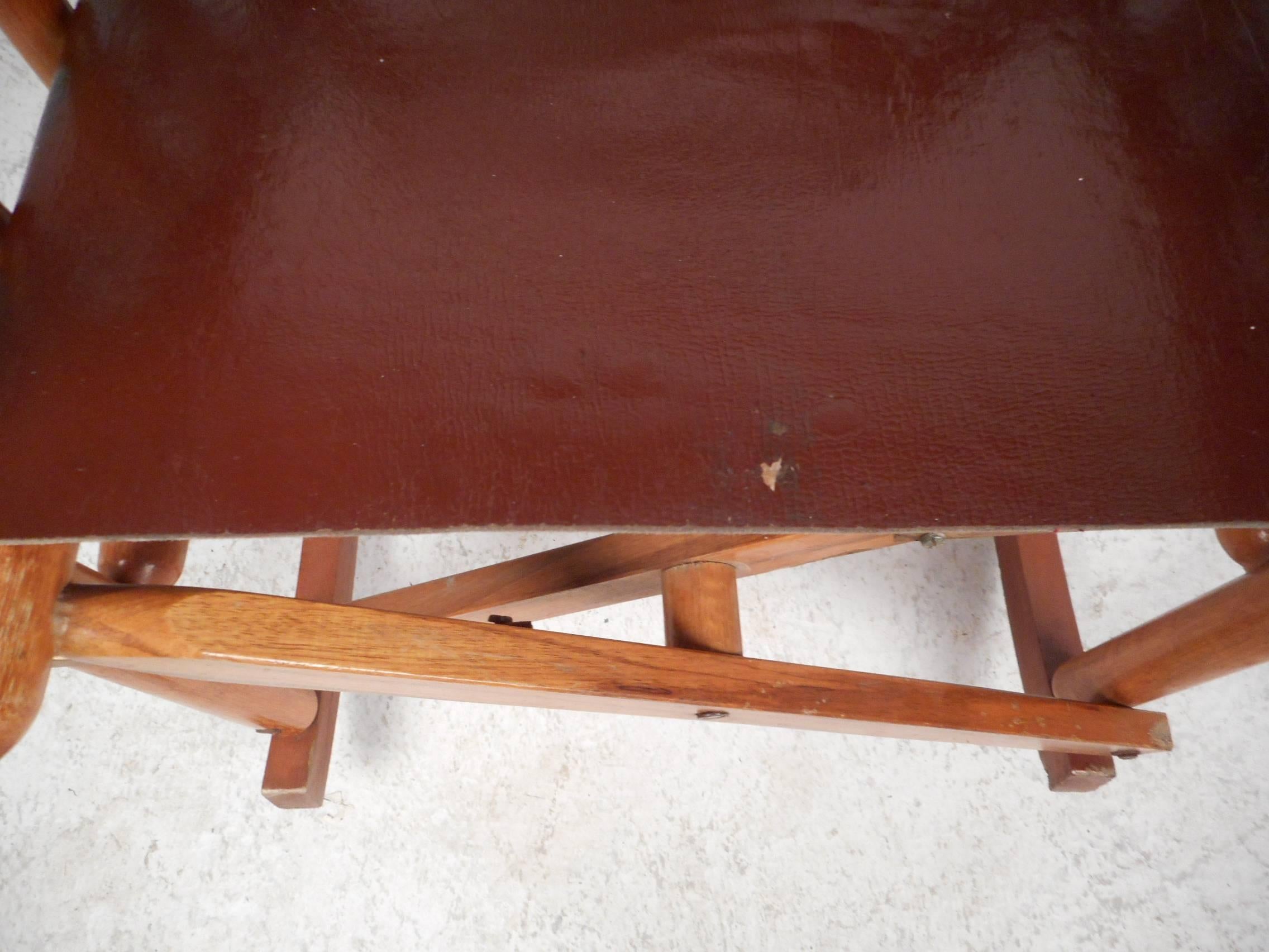 Mid Century Modern Costa Rican Leather Campaign Folding Rocking Chair For Sale At 1stdibs