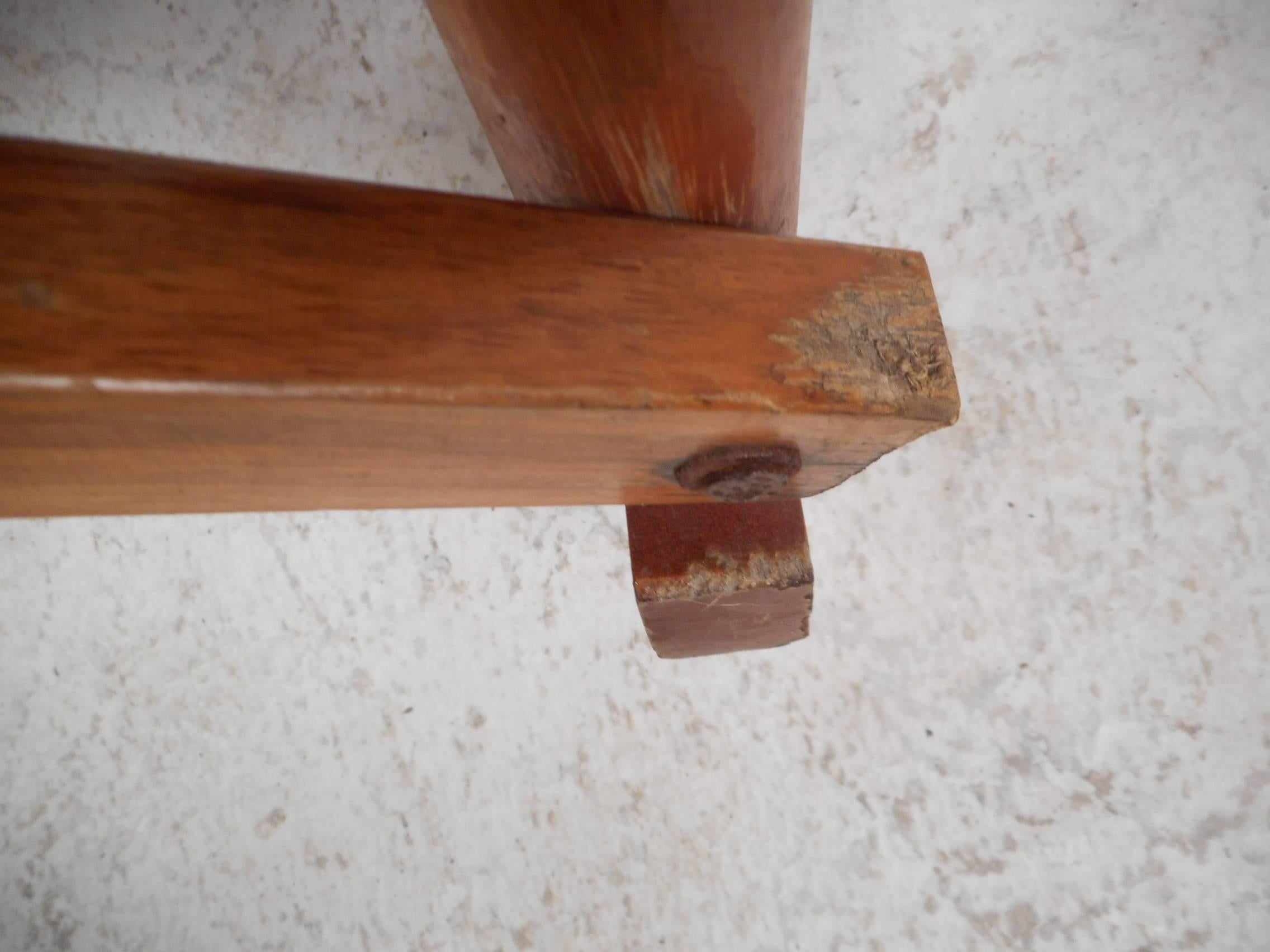 Mid-Century Modern Costa Rican Leather Campaign Folding Rocking Chair 3