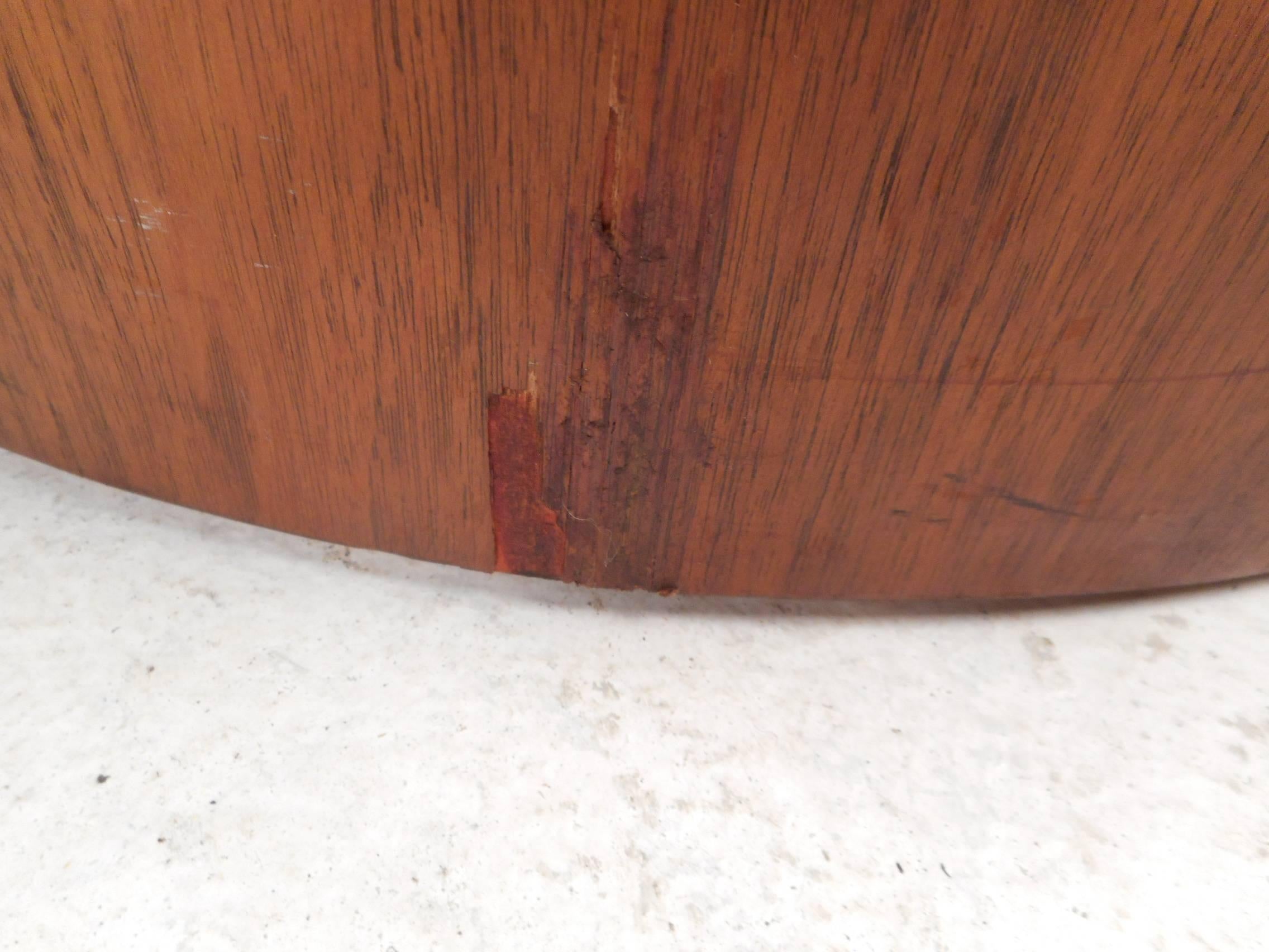 Late 20th Century Unique Mid-Century Modern Round Walnut End Tables