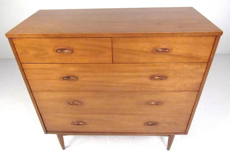 Mid Century Walnut Dresser By Dixie, Dixie 5 Drawer Dresser